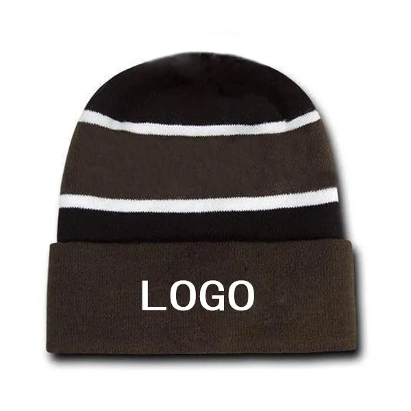 Striped Acrylic Knit Beanie With Cuff 2