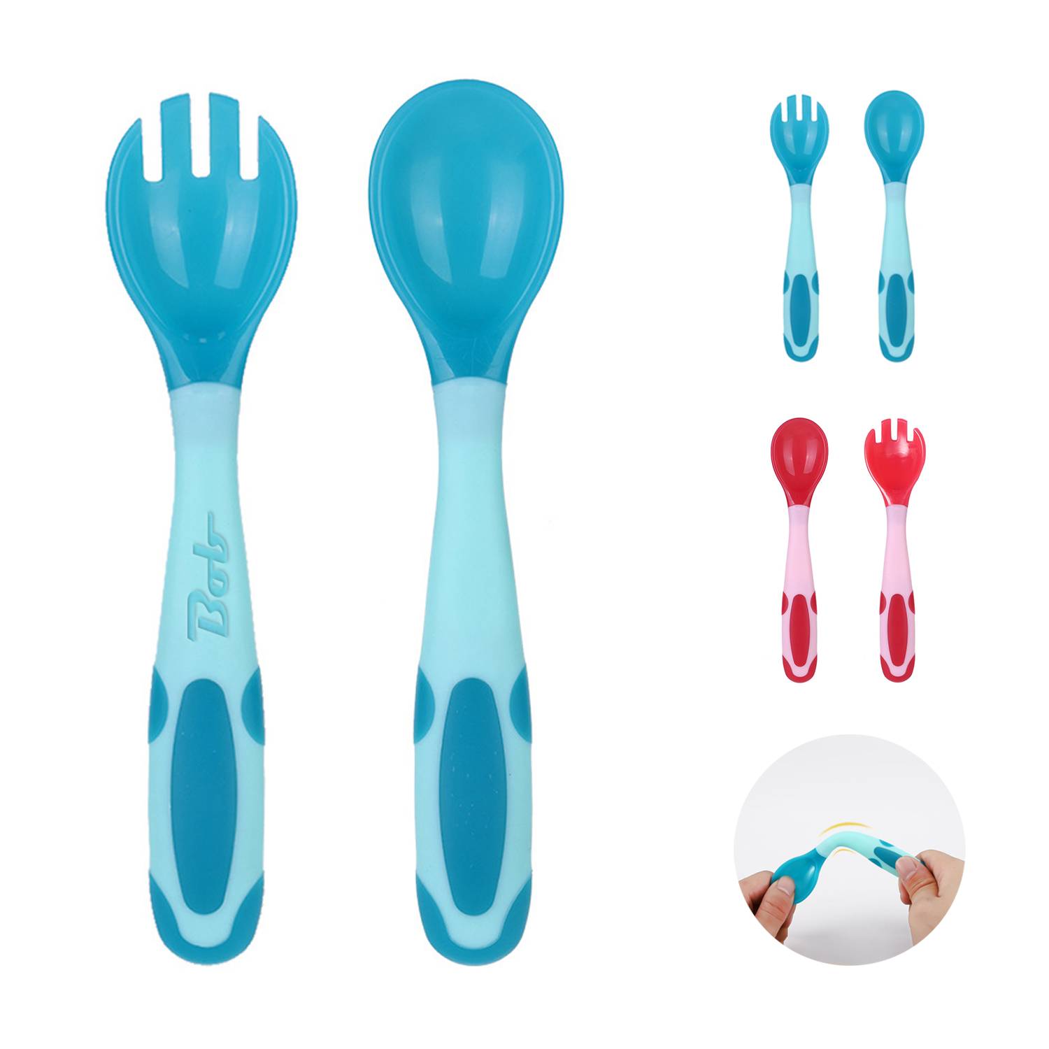 Portable Kids' Twist Fork & Spoon Set – Ergonomic & BPA-Free