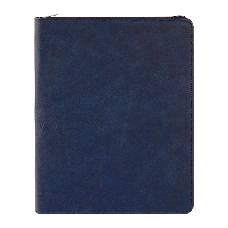 9" x 12" Leatherette Blue/Black Portfolio with Zipper 3