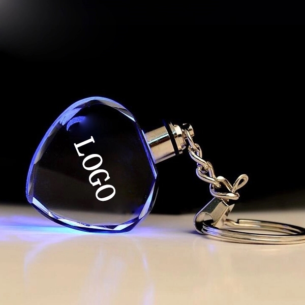 LED Light Heart Shape Crystal Key Chains 3