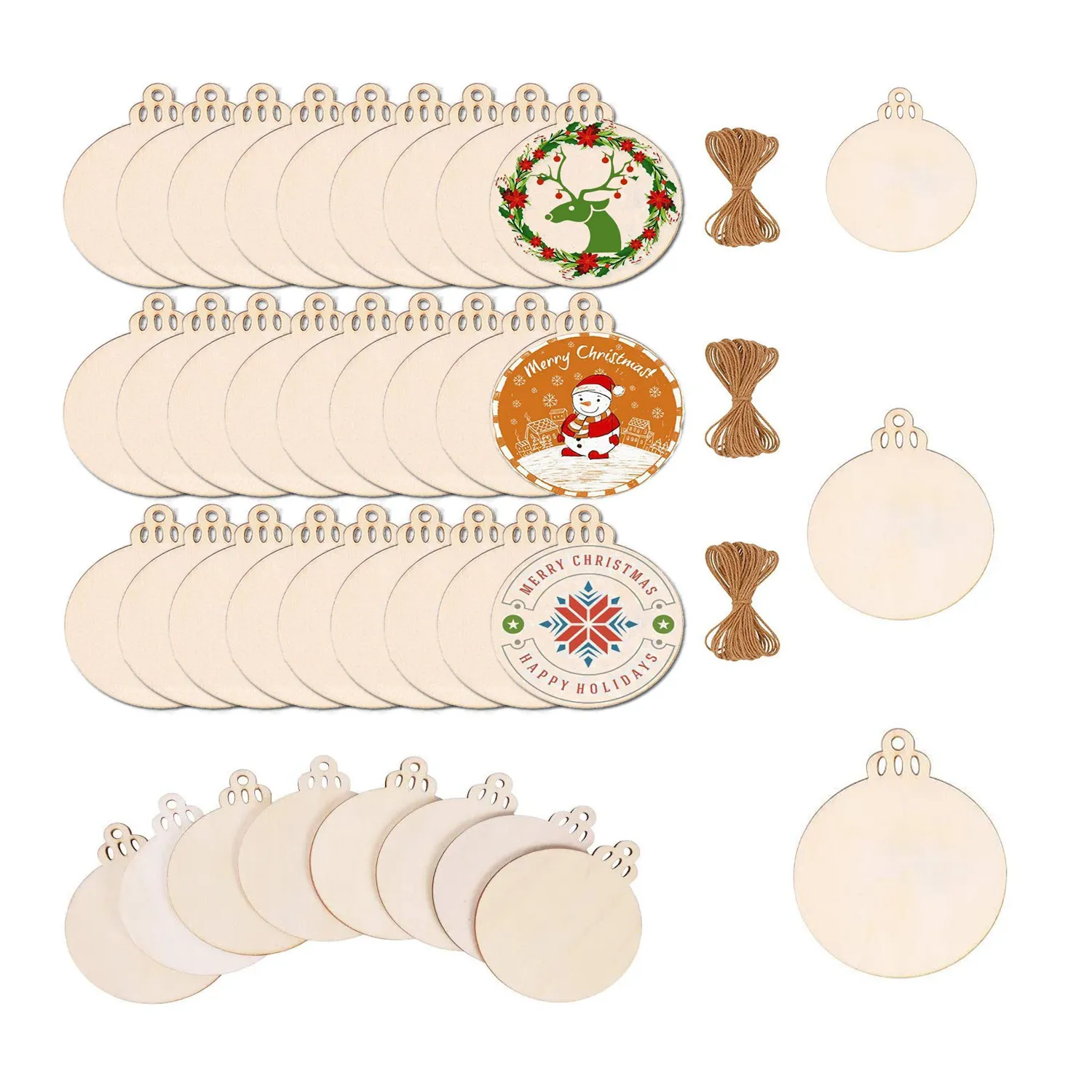 Wooden Christmas Ornaments Slices Circles 2