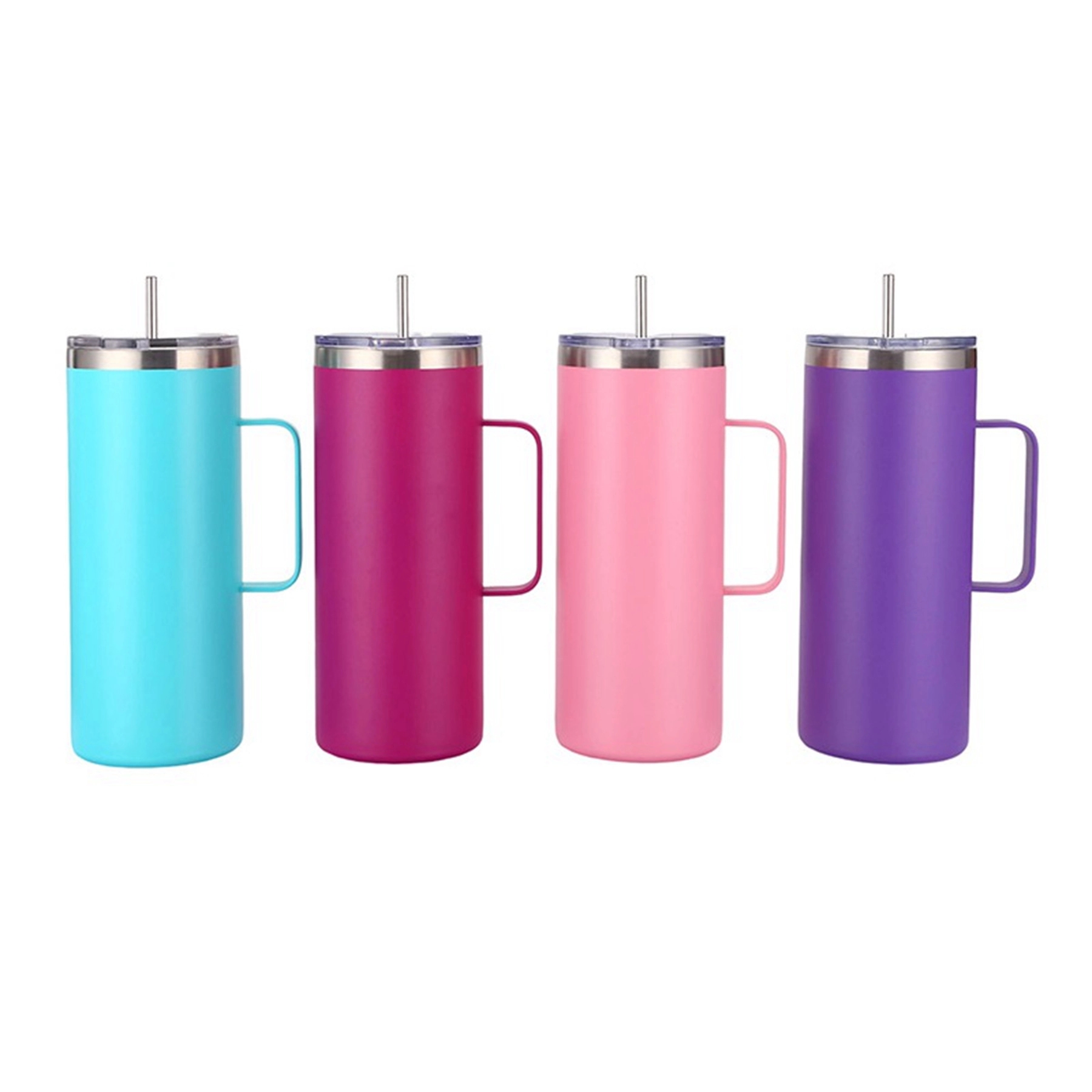 20 Oz. Double Wall Vacuum Mug with Handle & Straw 4