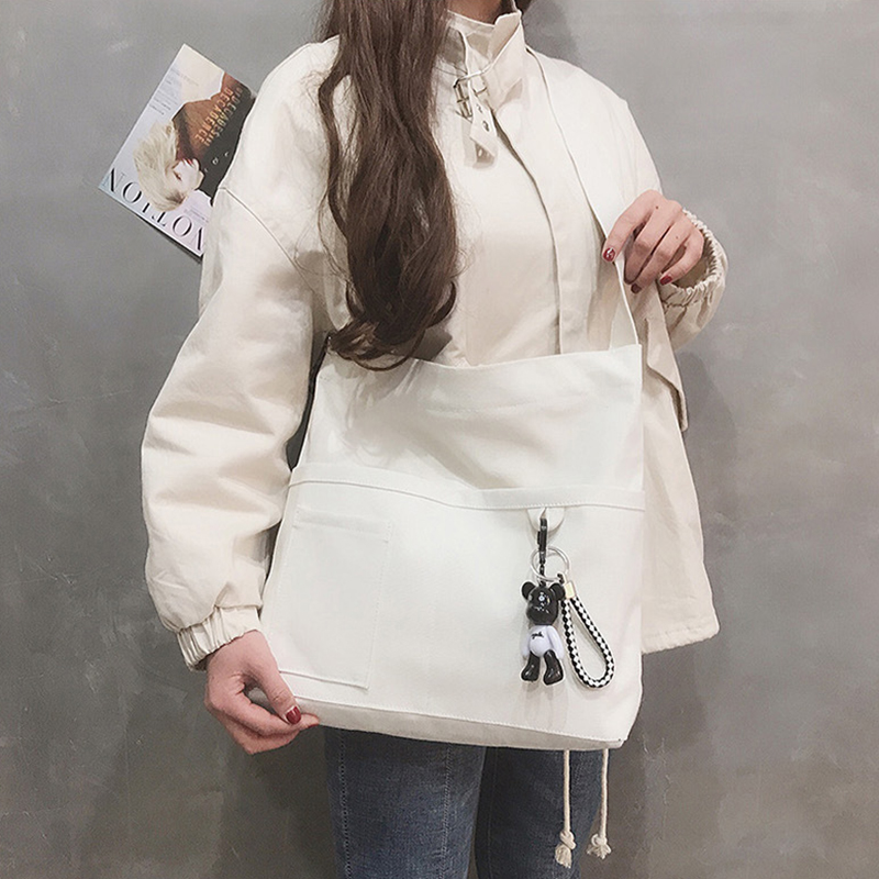 Reusable Canvas Tote Bag w/3 External Pocket 7