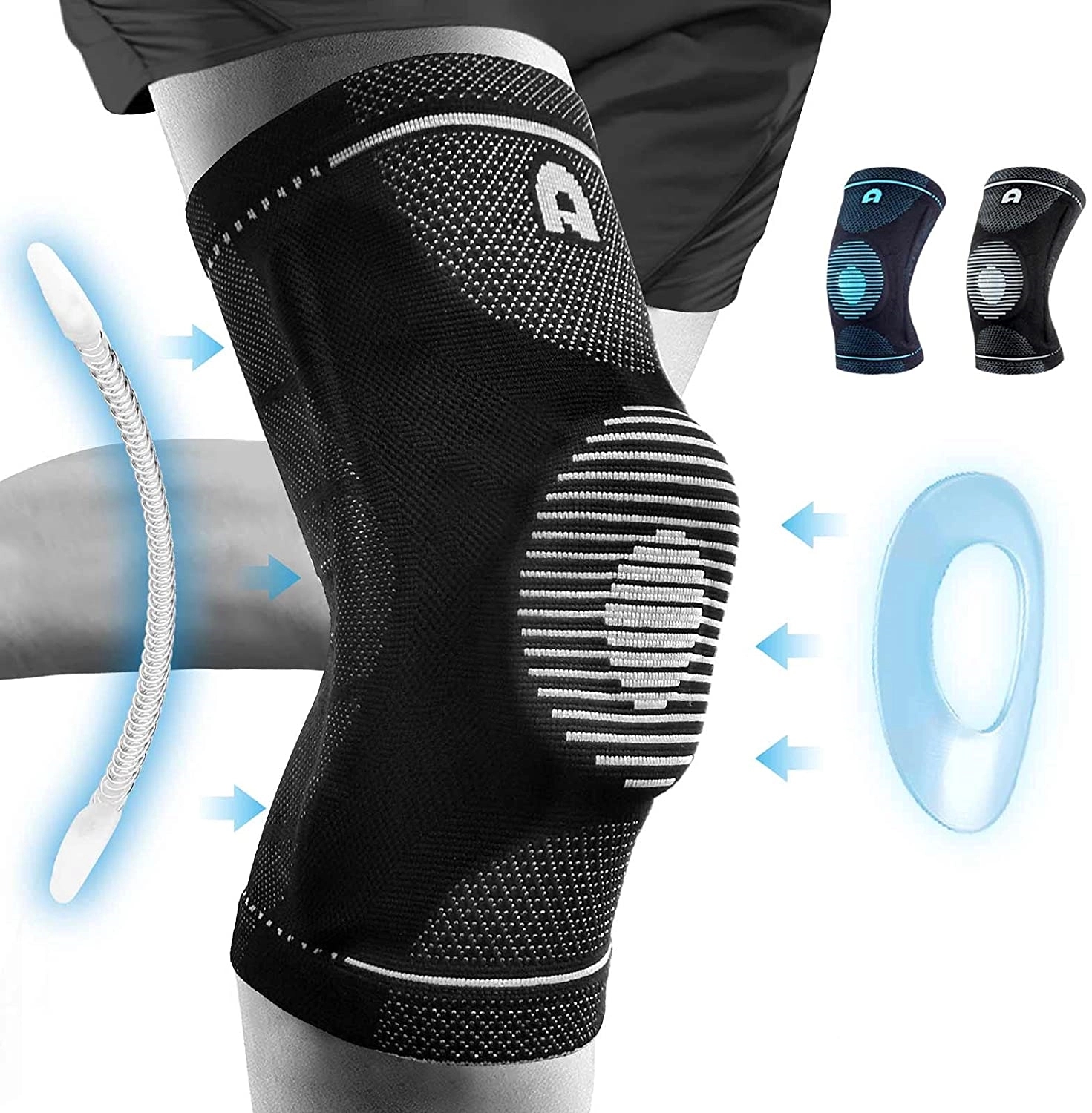Knee Support Compression Sleeve with Side Stabilizers 2