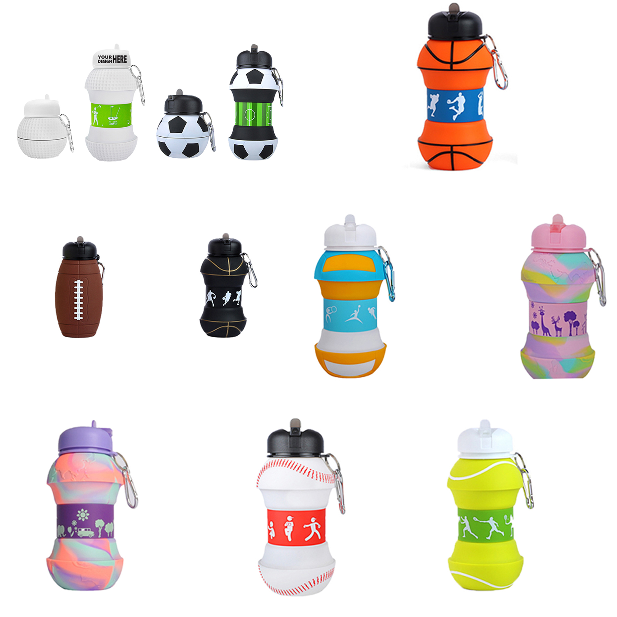 MOQ20 Outdoor Silicone Folding Eye-Catching Sports Kettle 3