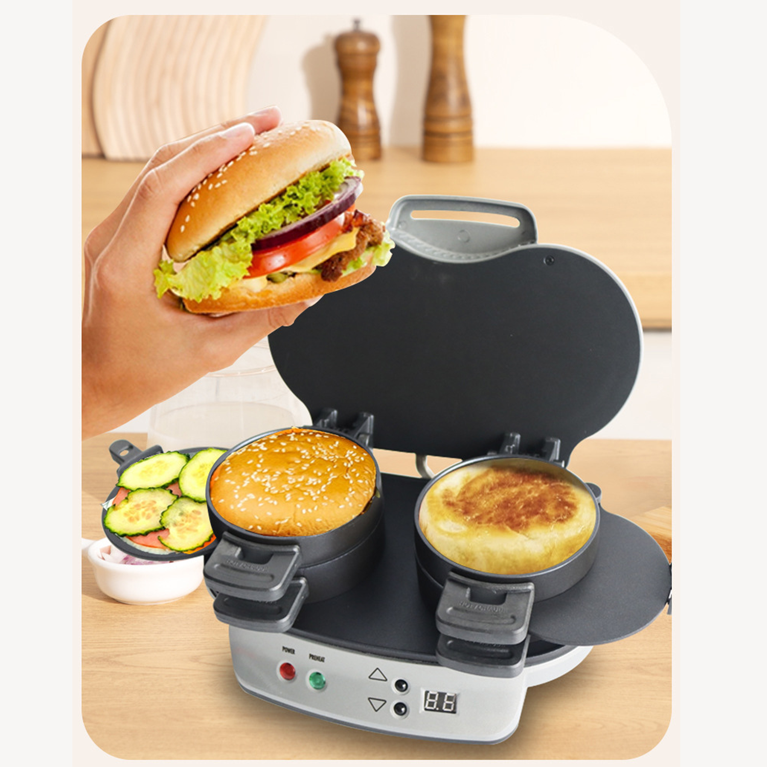 2 - in - 1 Silver Sandwich Maker – Compact & Efficient 6