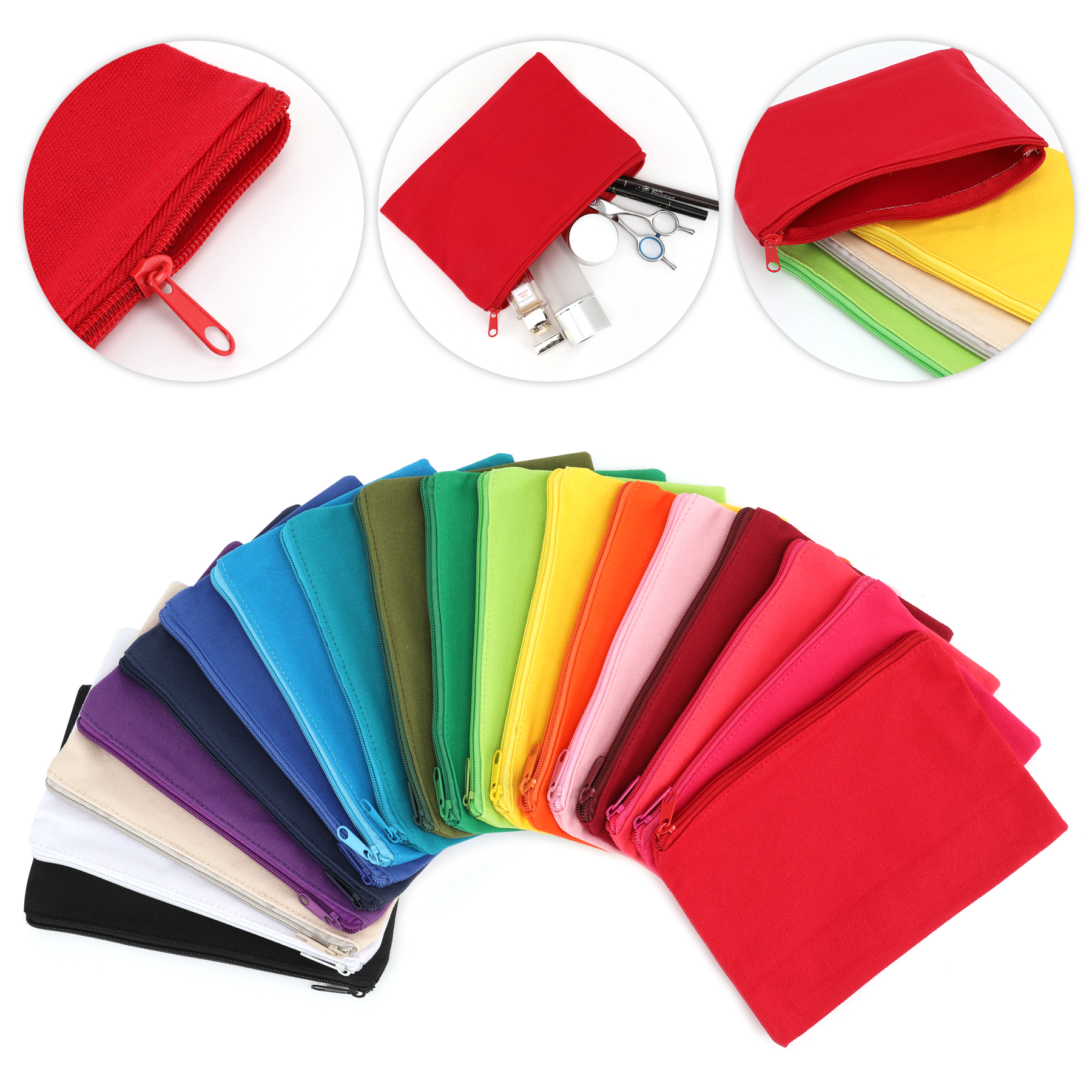9" X 6" Cotton Canvas Zippered Pouch For Cosmetics, Toiletries & Tech Accessories 5