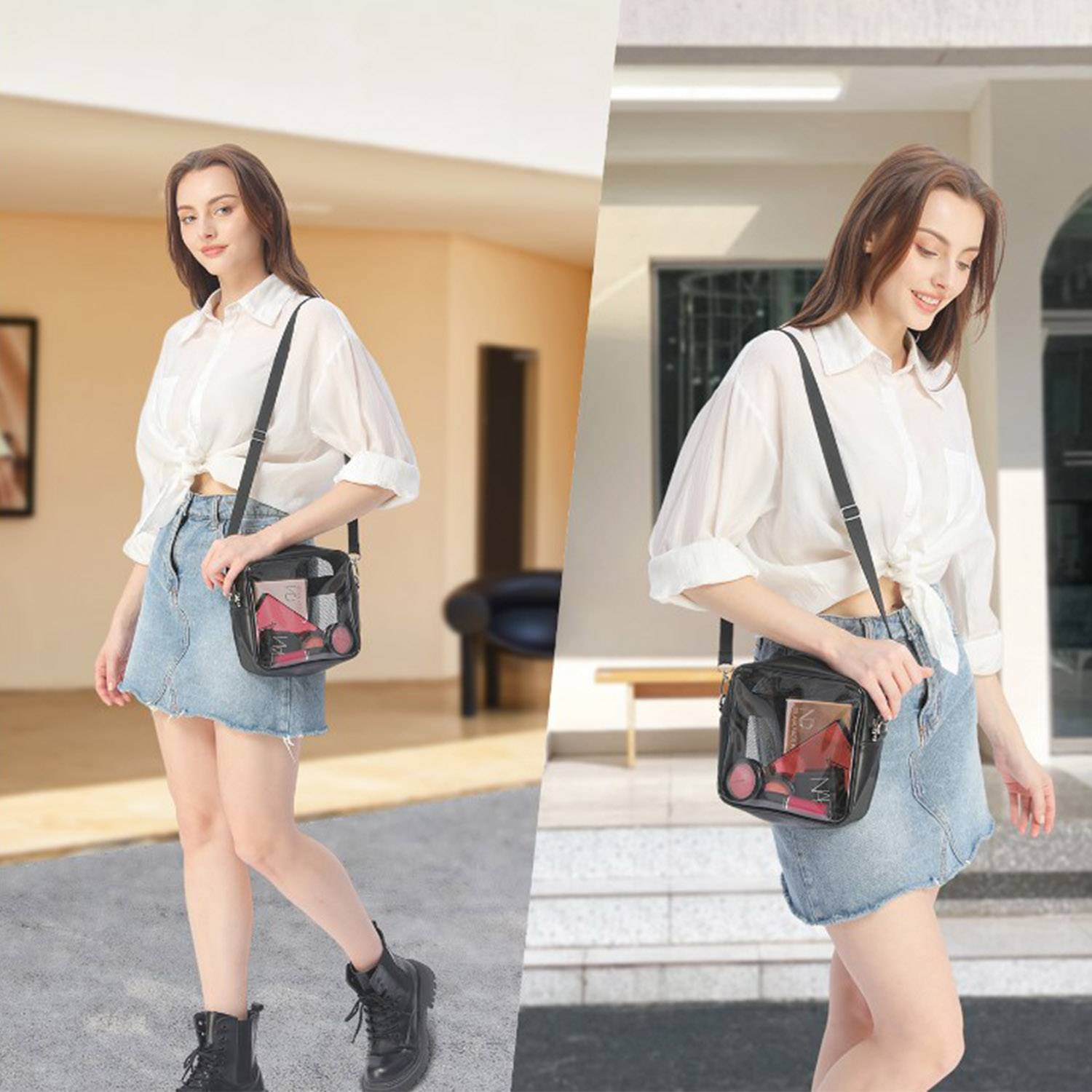 Clear Waterproof Crossbody Bag with Adjustable Strap 1