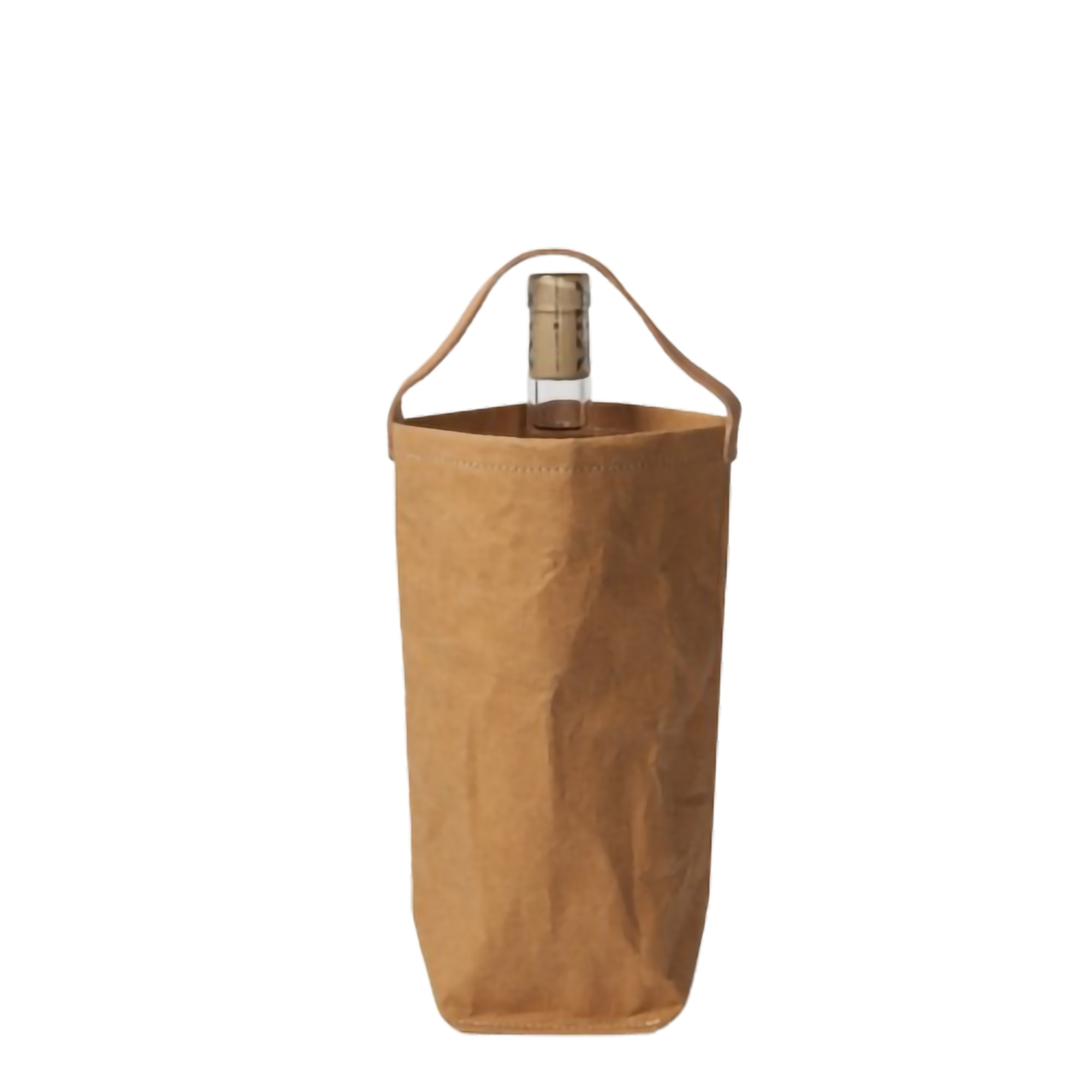 Washed Paper Connoisseur Single Bottle Wine Tote Bag 3