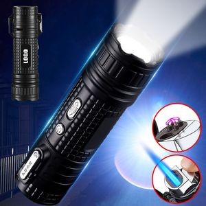 Alloy 4 In 1 Lighter With Flashlight Dual Electric Arc Jet Fire 14