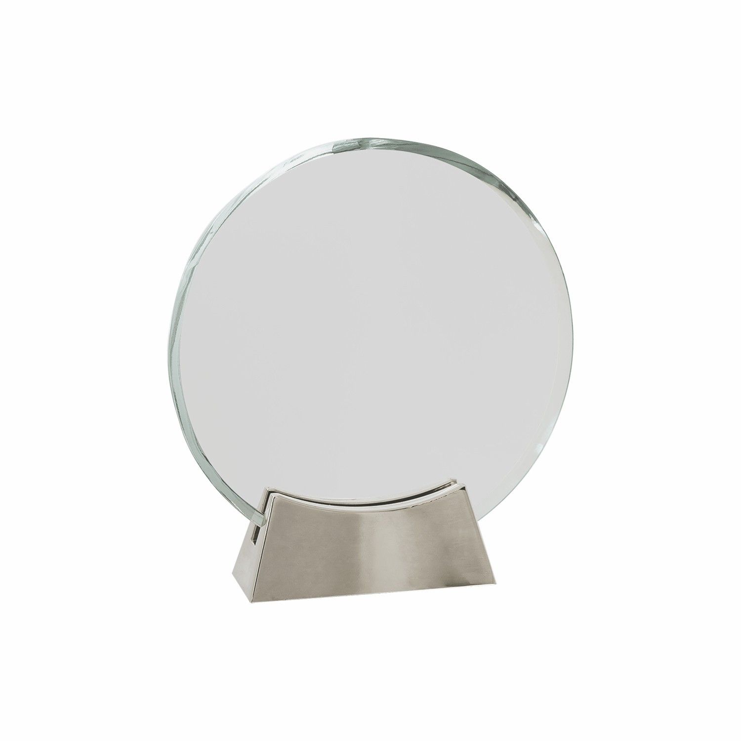 6 1/4" Clear Round Platinum Glass Award w/ Metal Base 3