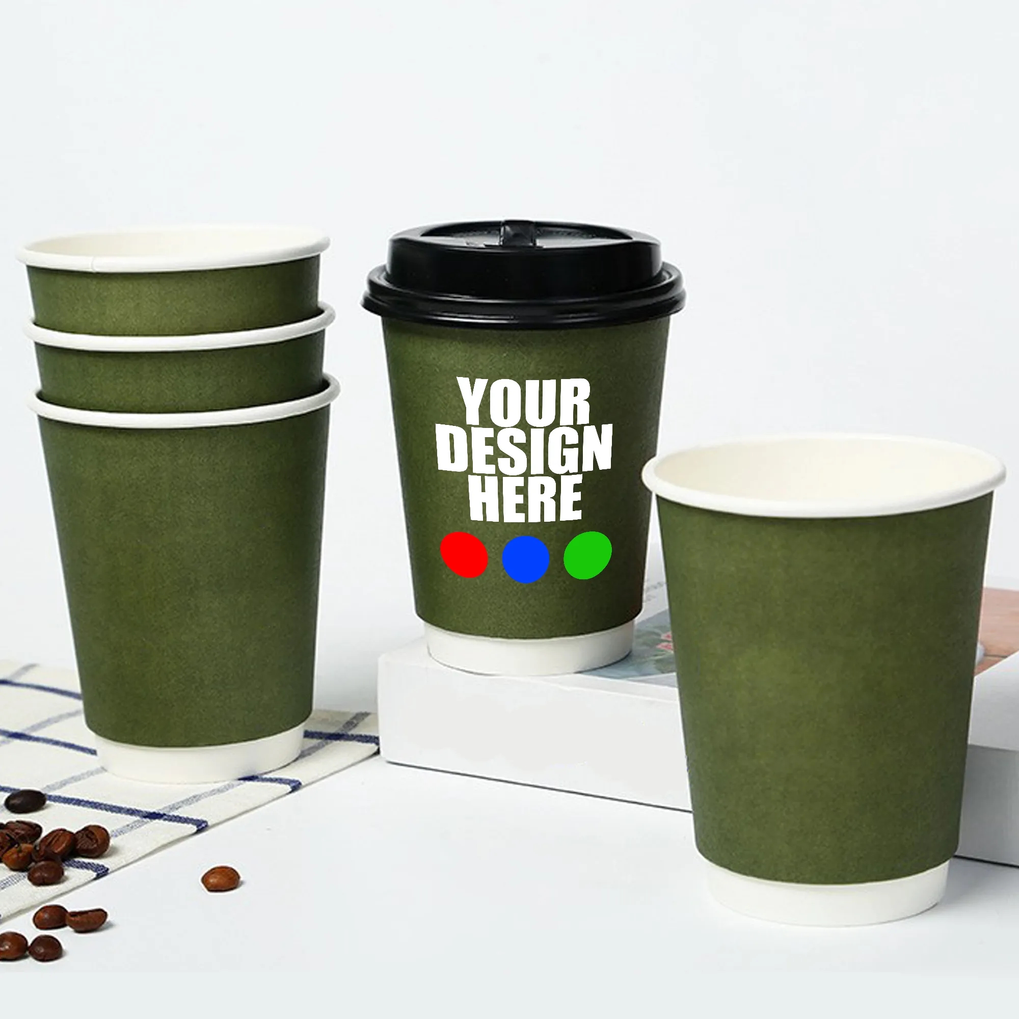 12oz Double Wall Coffee Cup w/ Lid 2