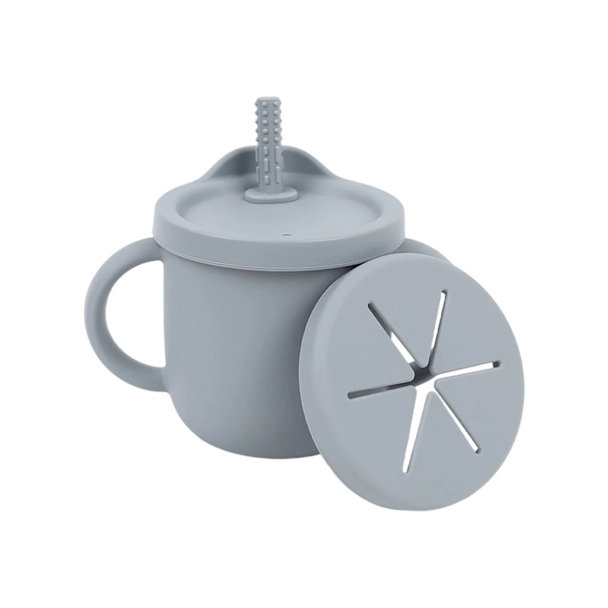 Silicone Toddler Cup with Straw Stopper and Dual Lids 5