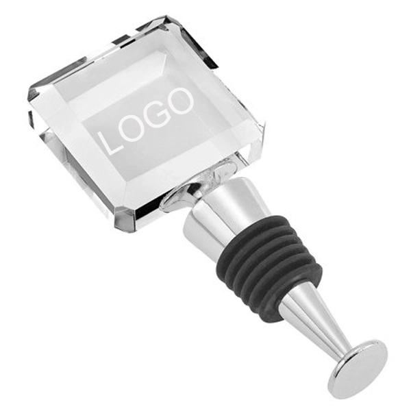 Square Etched Crystal Wine Stopper 3
