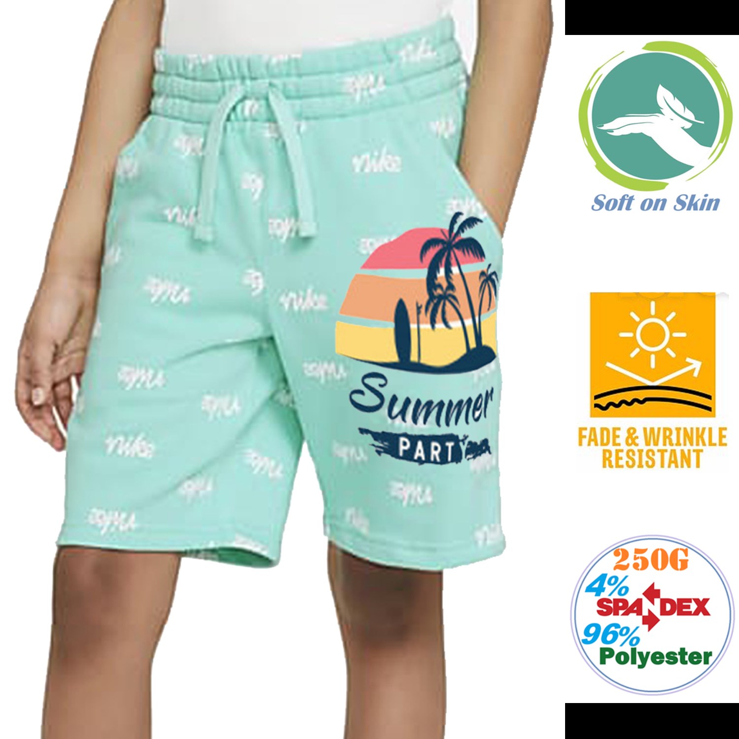 Youth 250 GSM Comfort Fleece Sublimation Sporty Shorts w/ Fade & Wrinkle Resistant 1