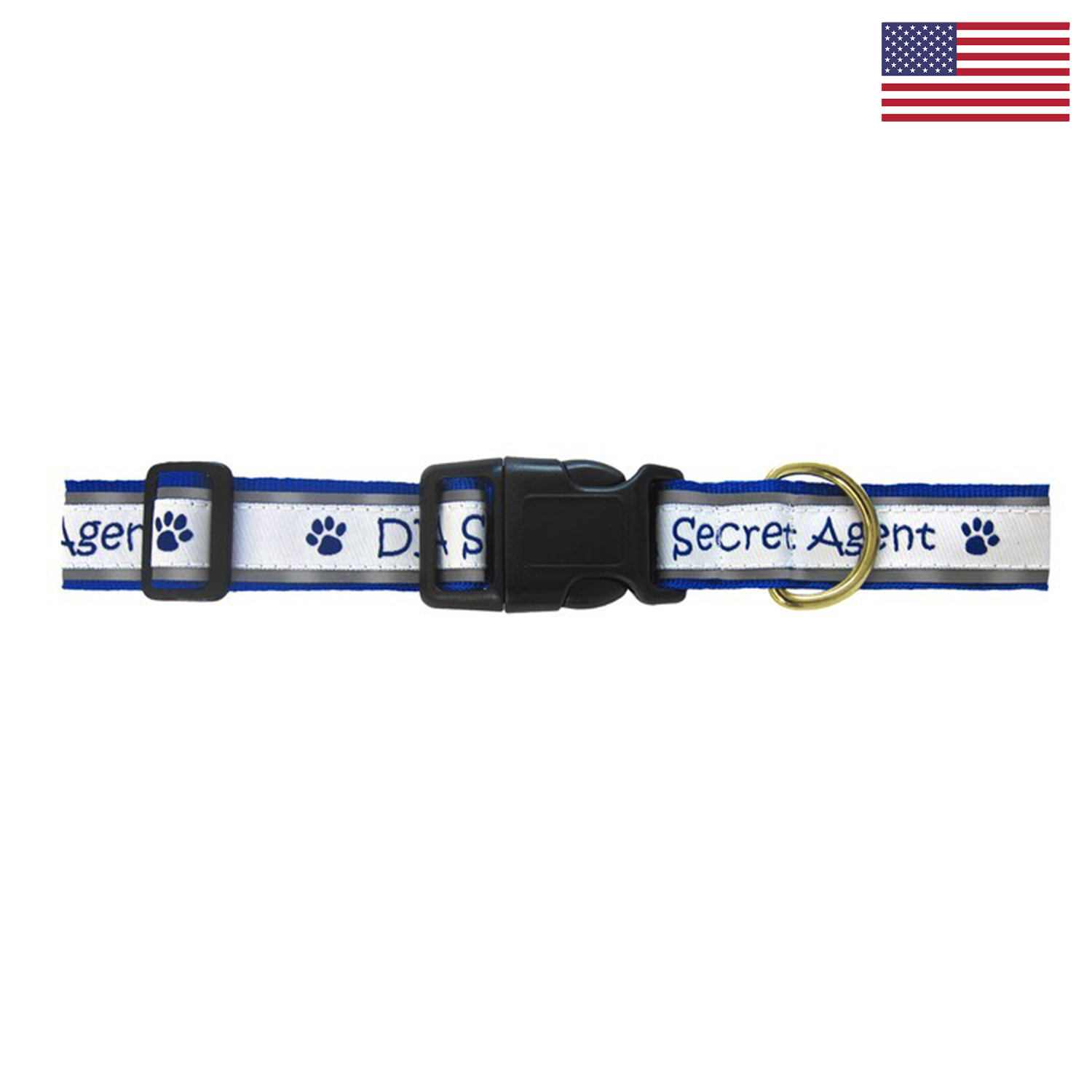 1" Woven Reflective Pet Collar w/ Gold Colored Hardware - "Elite" Weave