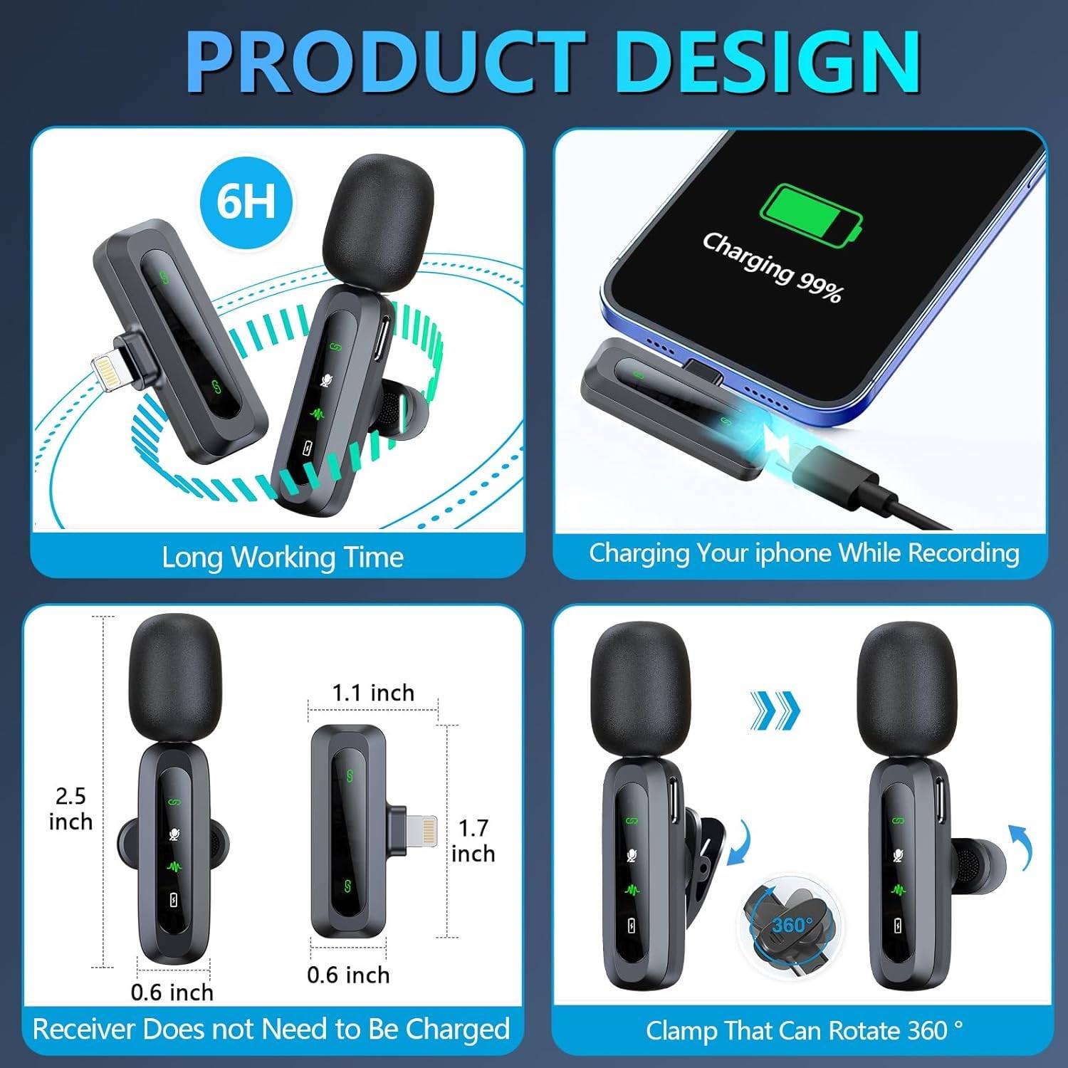 USB C Microphone Wireless Mini Mic for Type-C 3