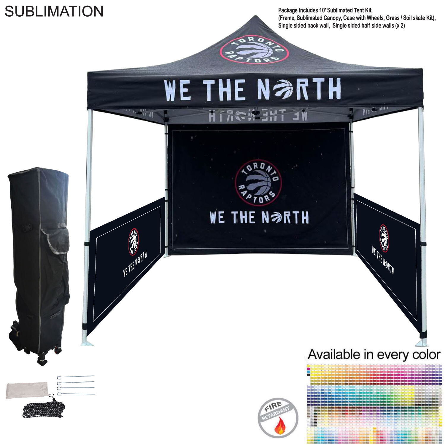 24Hr Express Ship -full Tent Package, 10' Tent, Single sided backwall, 2 Single sided half sidewalls 24