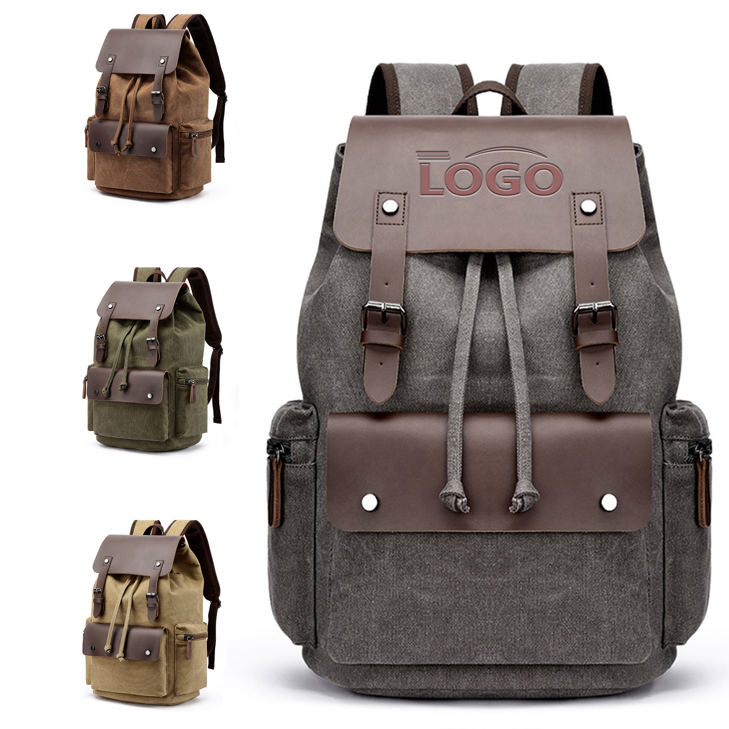 Durable Canvas Laptop Backpack for Men with Custom Logo 3