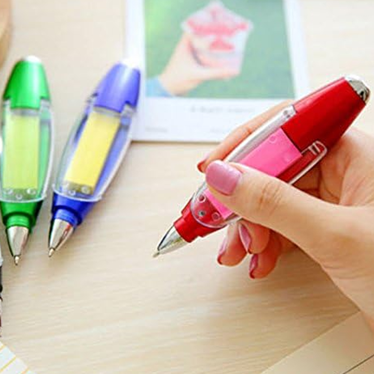 Multifunction Ballpoint Pen W/ LED Light and Sticky Notes 5
