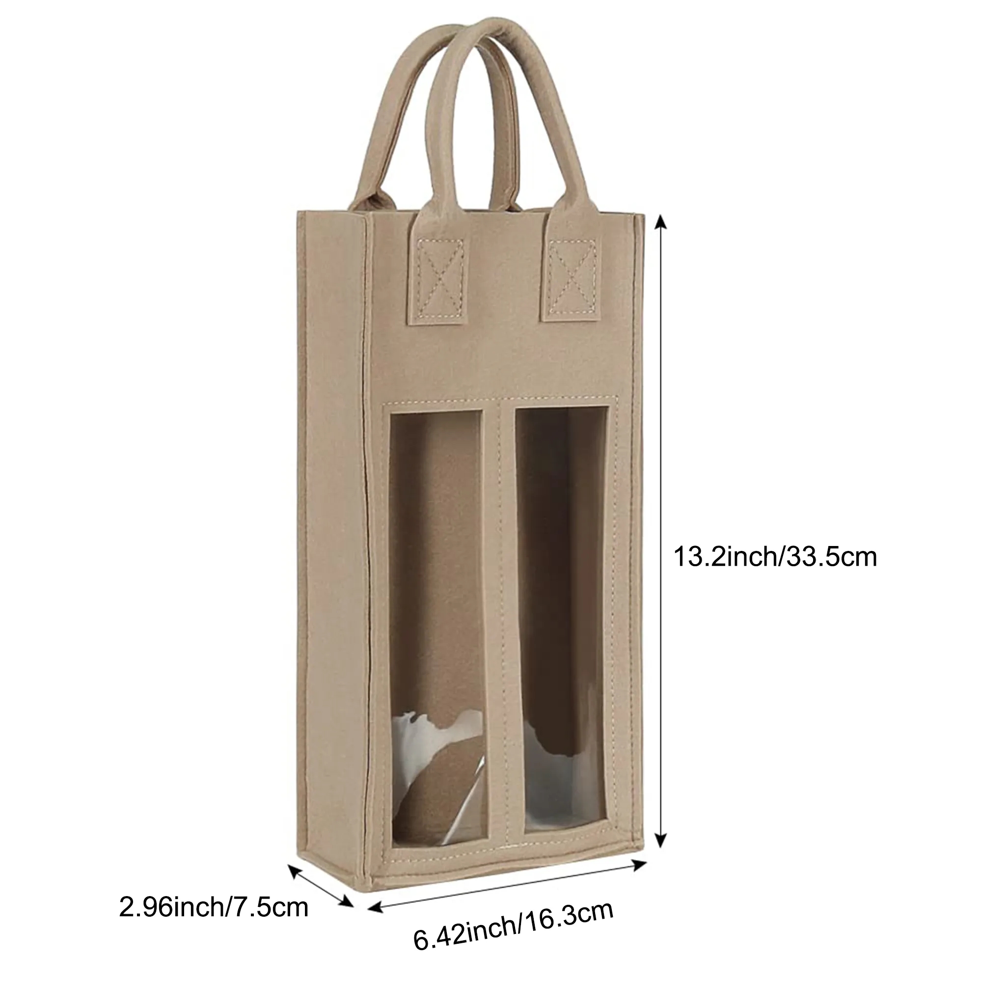 Felt Double Wine Bag with Window Reusable Tote Custom Logo 2