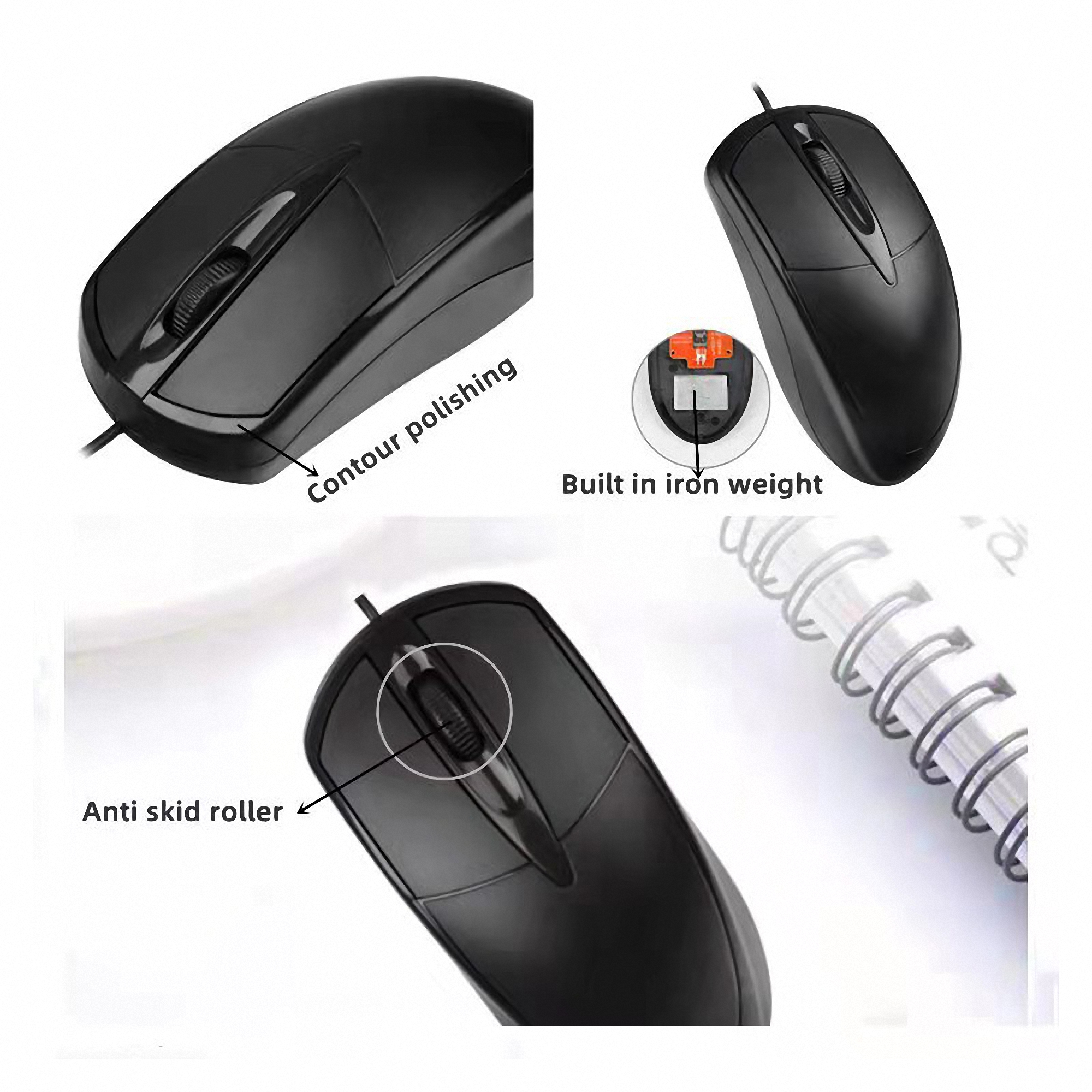 Black Classic 3D Wired Optical Mouse 3