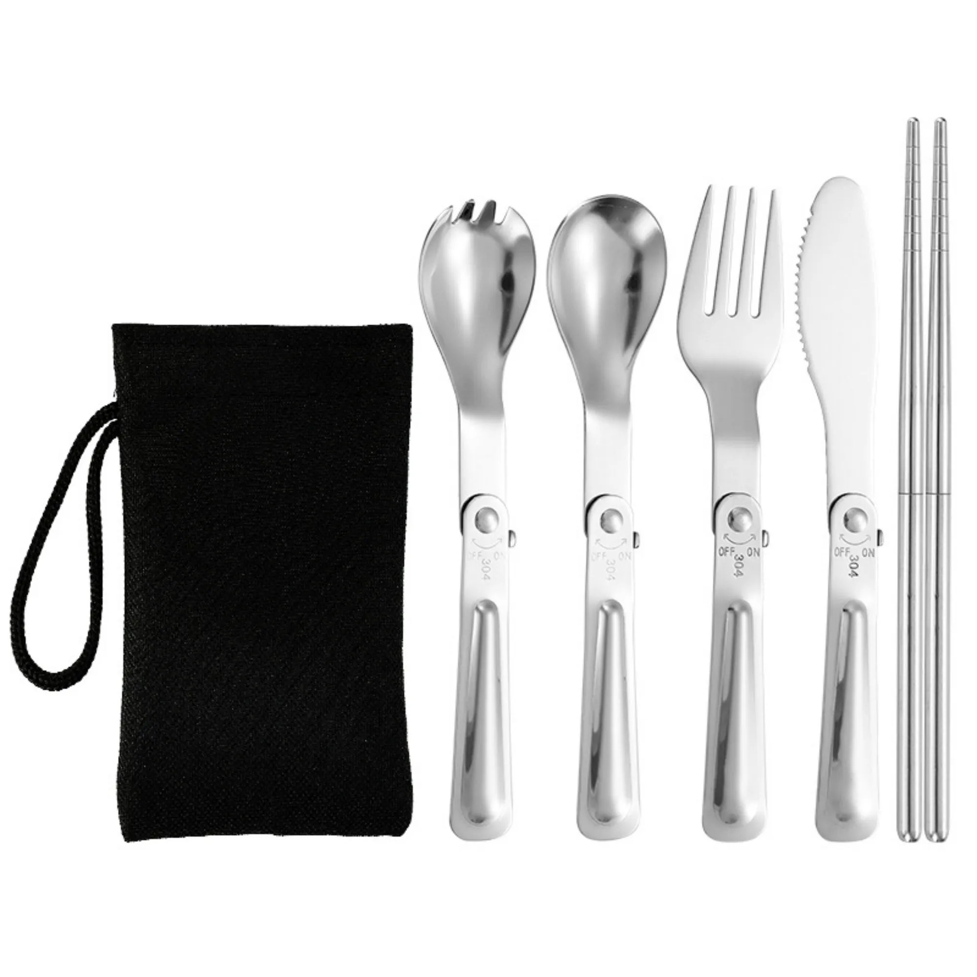 Foldable Stainless Steel Camping Utensils Set 13