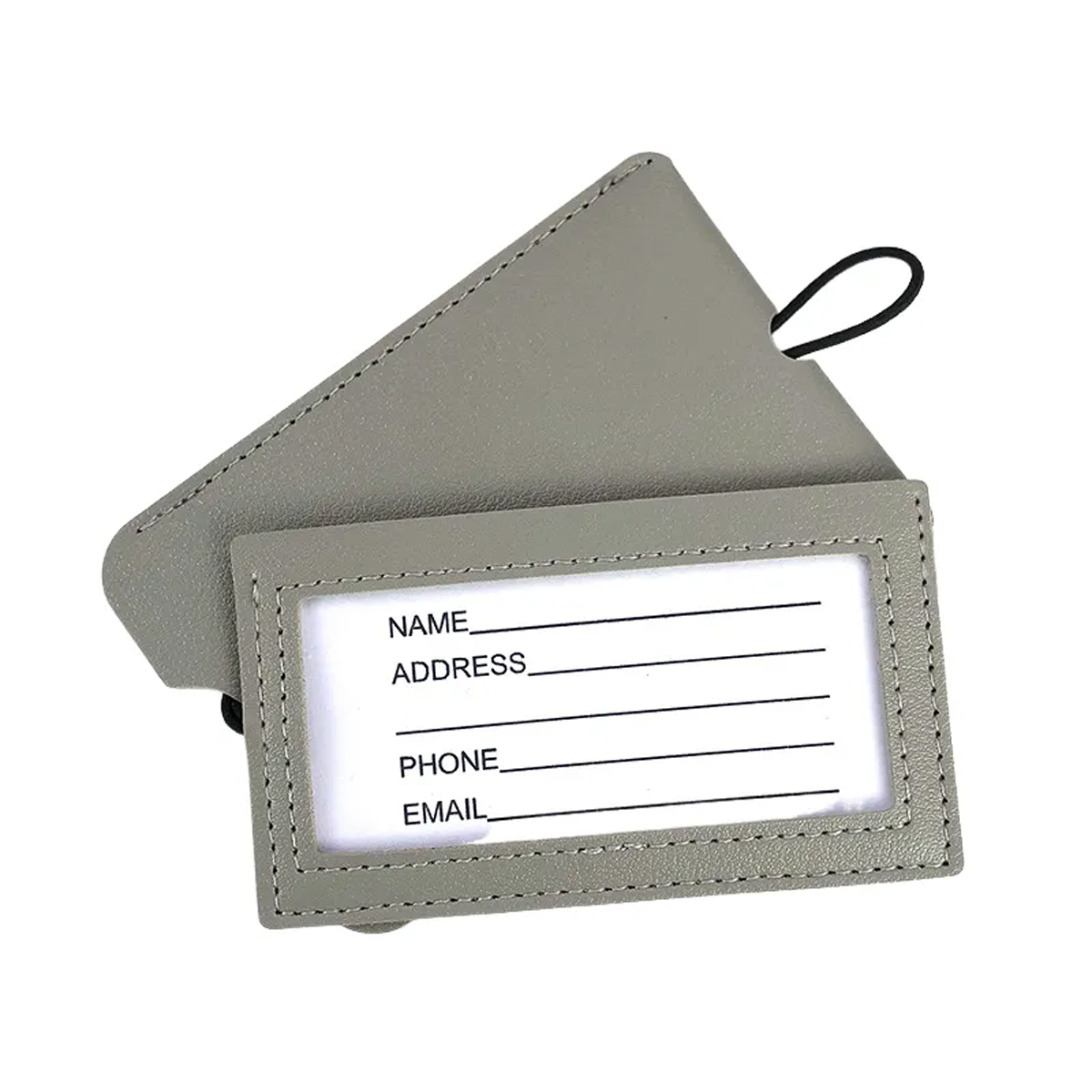 PU Leather Luggage Tag With Elastic Strap 4
