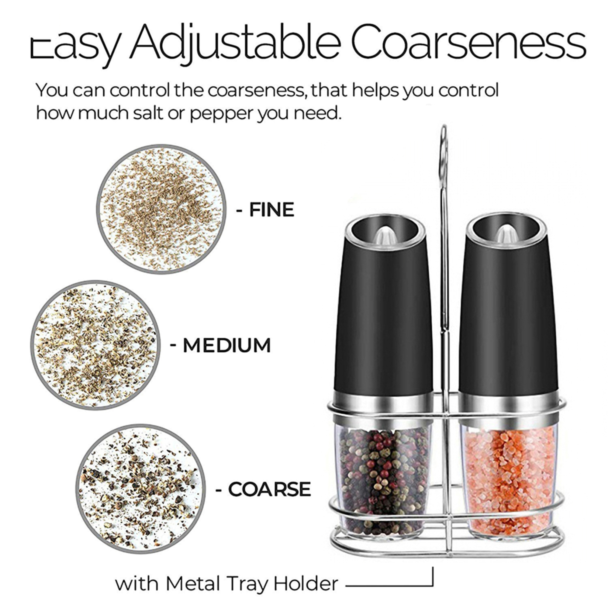 Automatic Gravity Salt and Pepper Grinder Set 2