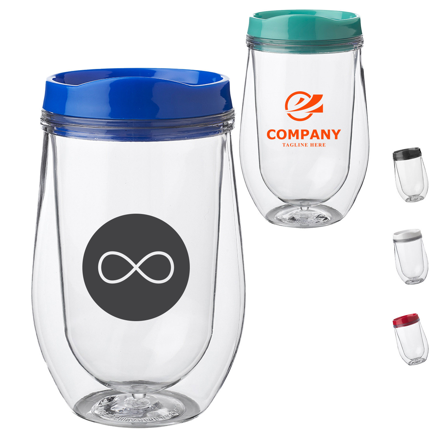 15 oz Acrylic Tumbler w/ Custom Imprint & Black Lid 2