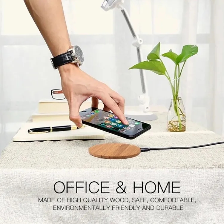 Eco-Friendly Bamboo Wooden Wireless Charger Pad 15W 5