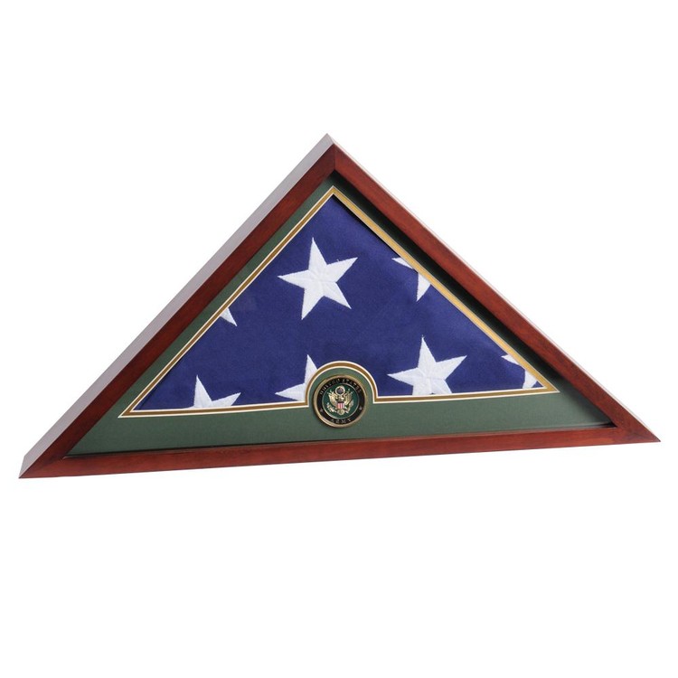 US Flag Display Case with Army Medallion - Display Case with Flag 1