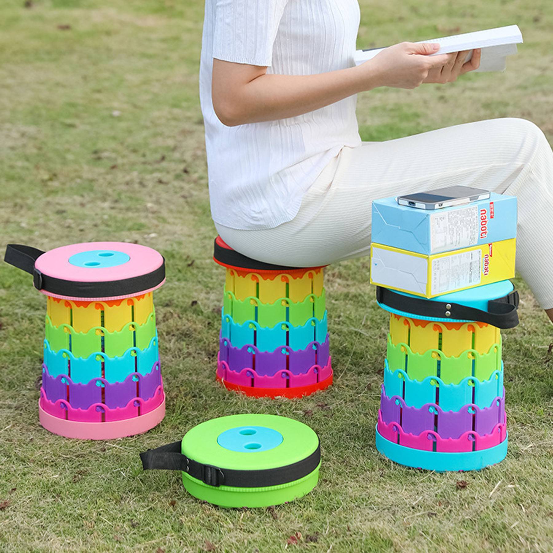 Rainbow telescopic folding stool 5