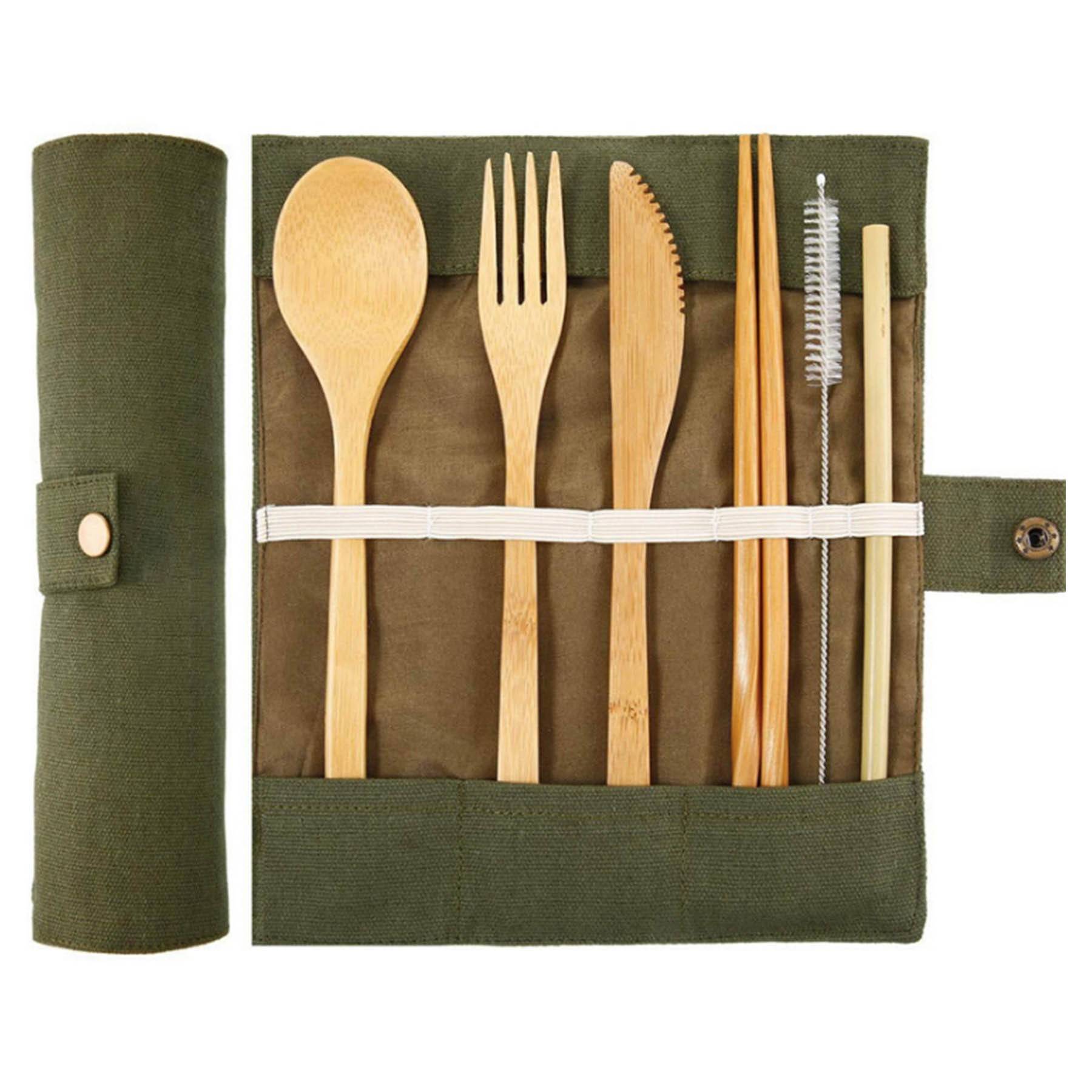 Bamboo Travel Utensils Set with Carrying Case 3