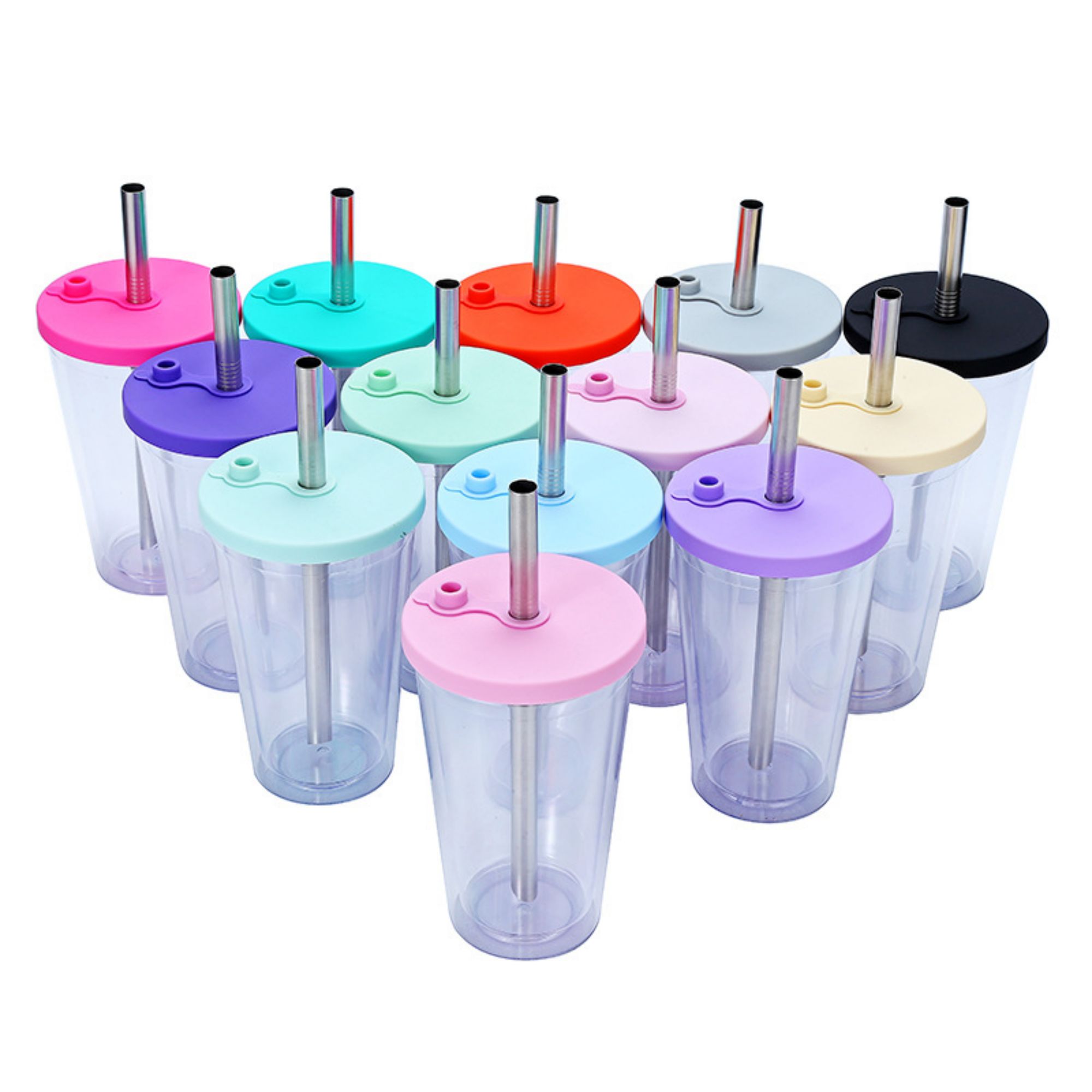 16 oz Double-Layer Straw Cup