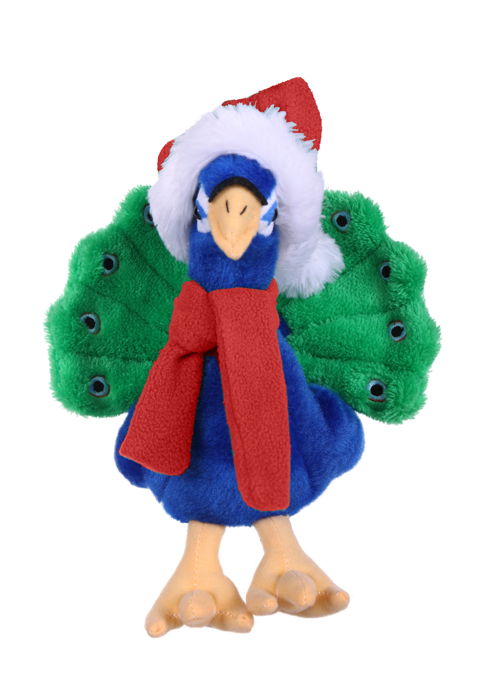 Soft Plush Peacock with Christmas Scarf & Hat 2