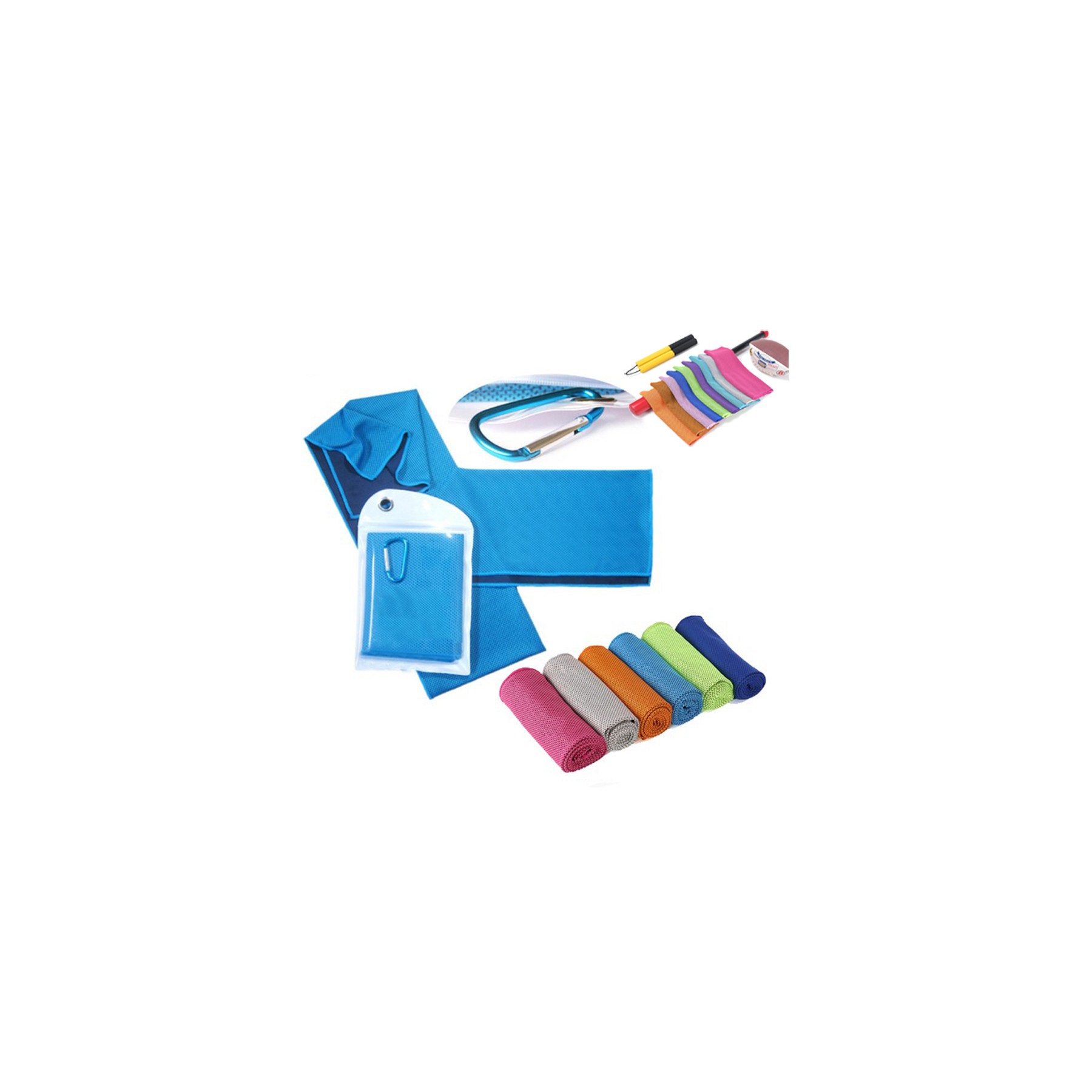 Sports Quick Dry Cooling Towel w/Carabiner Pouch 3