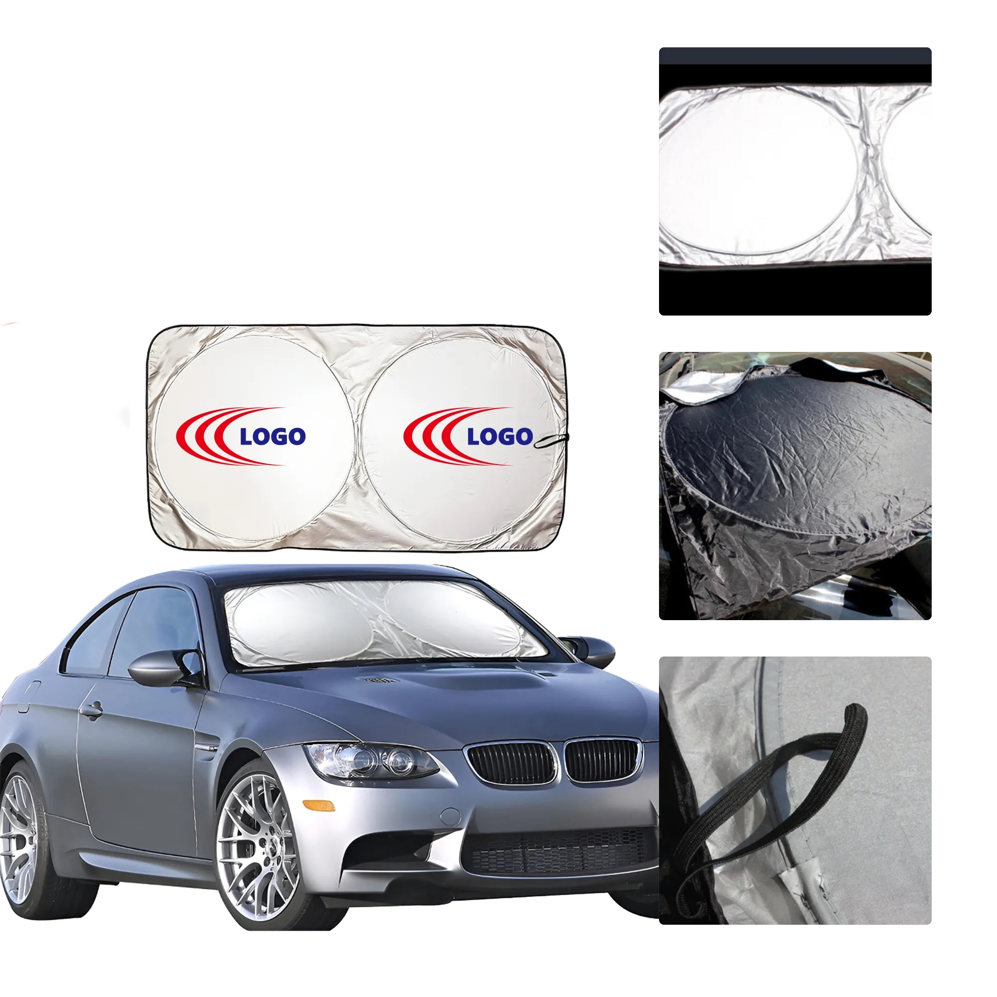 MOQ50 Dual Circle Car Windshield Sunshade