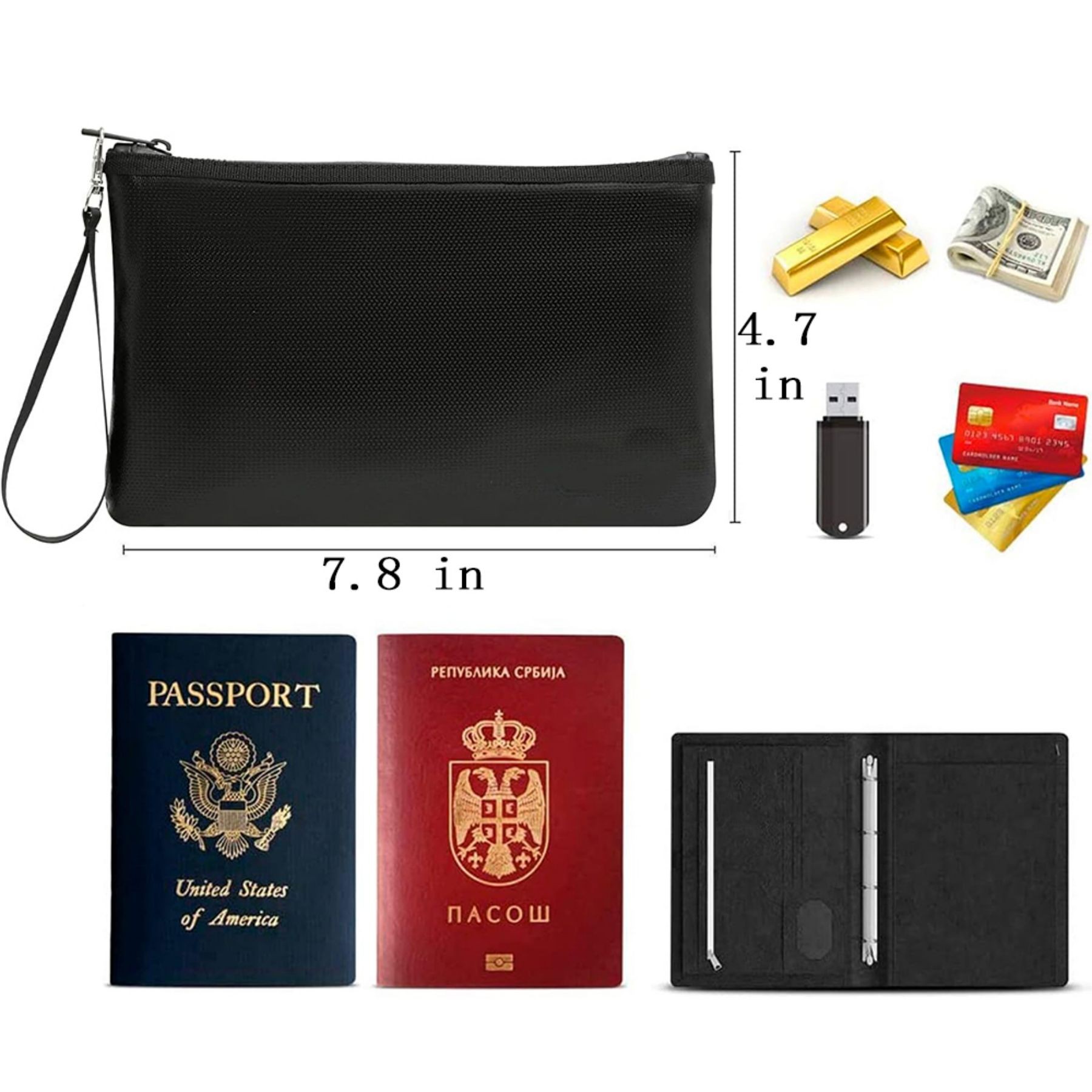 8 Inch Fireproof Money Pouch 2