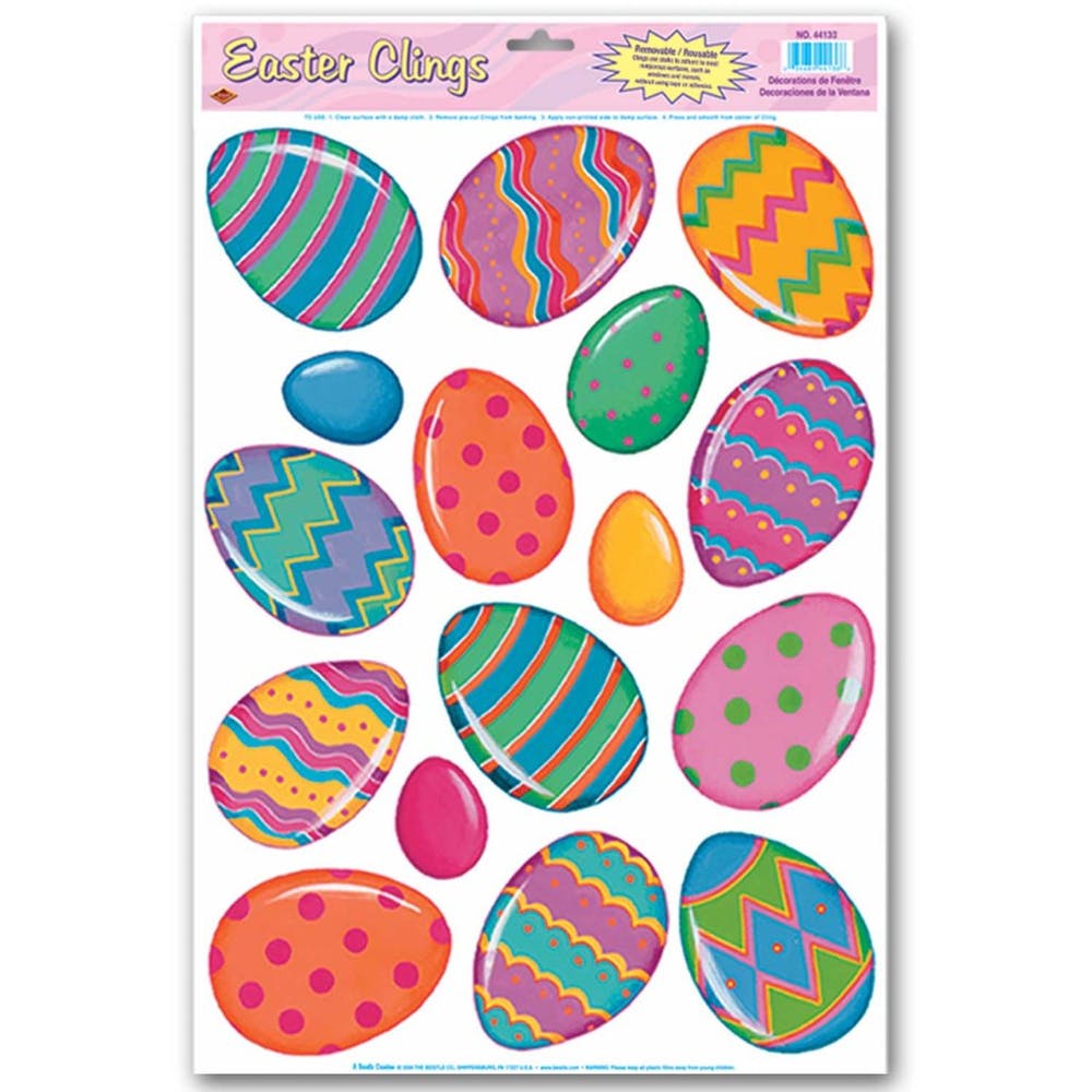 Color Bright Egg Clings - 16 Stickers Removable 2