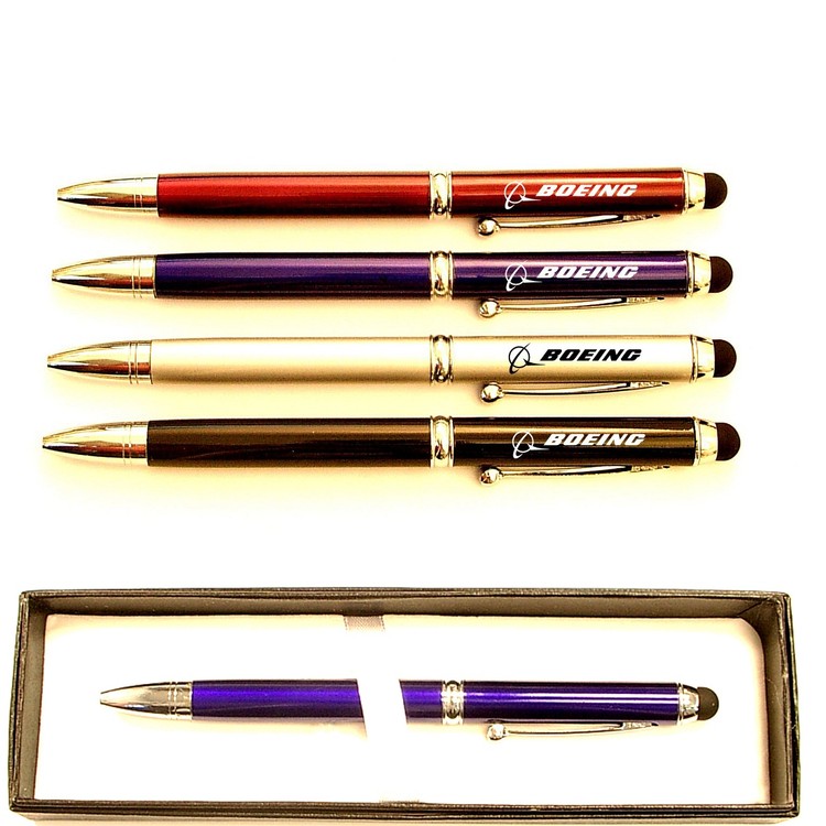 Blue & Black Ink Metal Pen with Stylus and Case