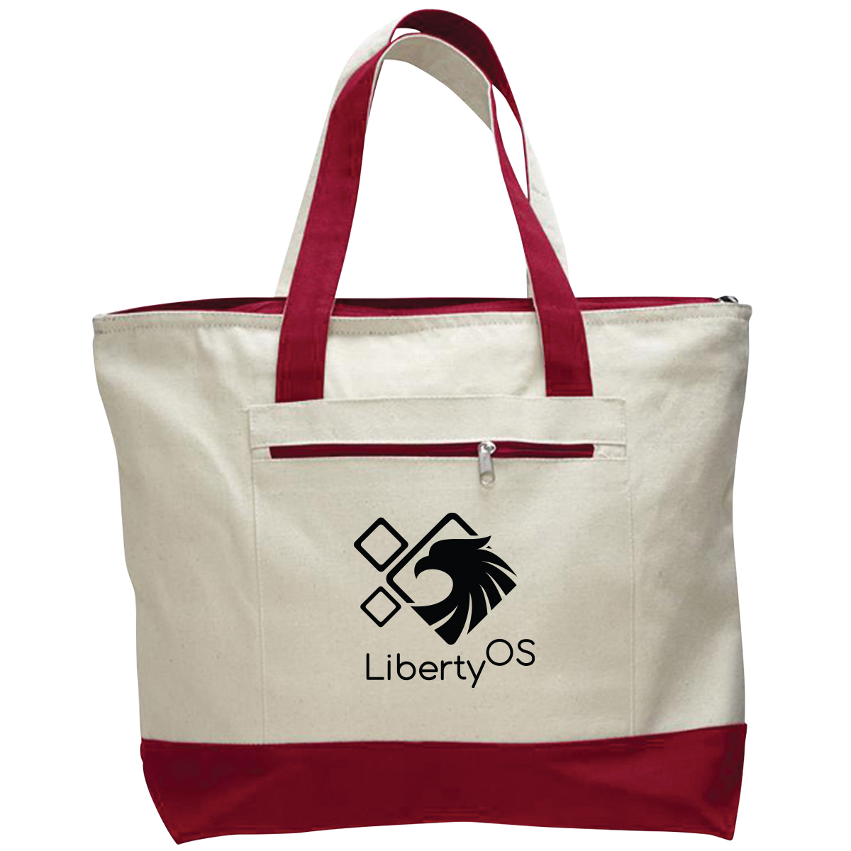 DailyMate Heavy Canvas Zipper Tote Bag with Color Handles, custom tote bag with logo imprint 5