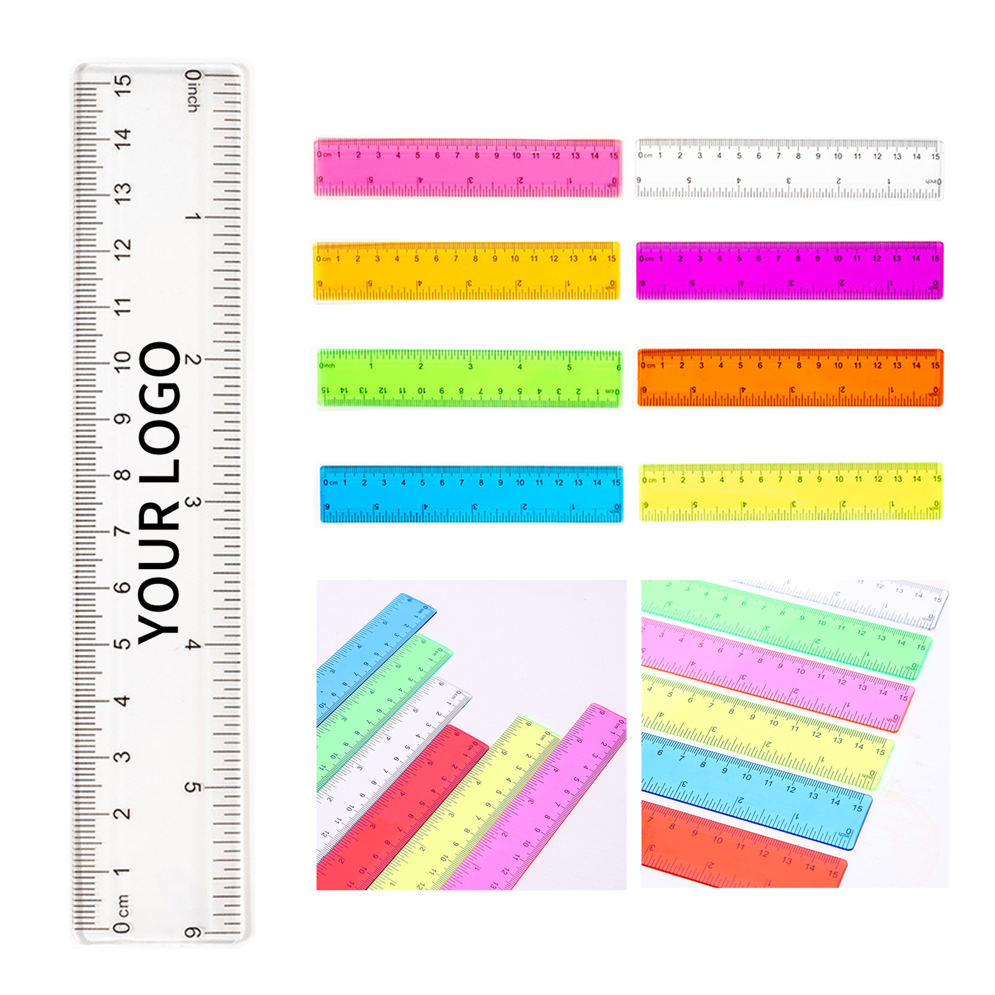 Plastic Transparent Straight Ruler Flexible Shatter Resistant 6" X 1.2" 9