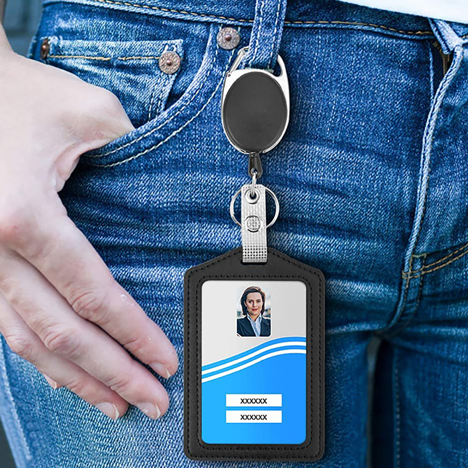 2 Packs Vertical Pu Leather And Id Badge Card Holder 7