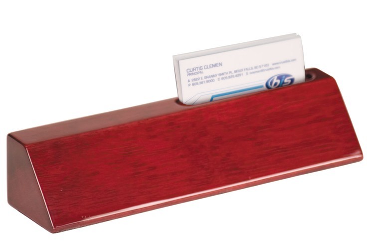 2" x 10" Rosewood Piano Finish Desk Wedge with Business Card Holder 1