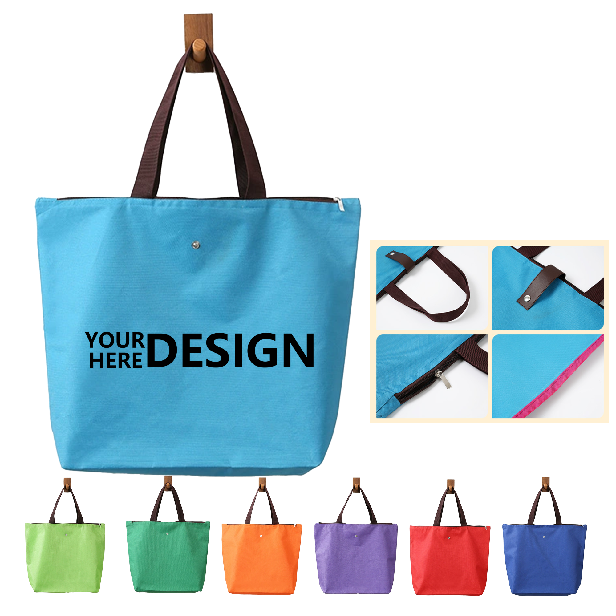 Portable Foldable Oxford Cloth Shopping Bag, custom tote bag with logo imprint 2