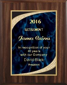 7" x 9" Walnut Finish Plaque with Blue Majestic Plate 2