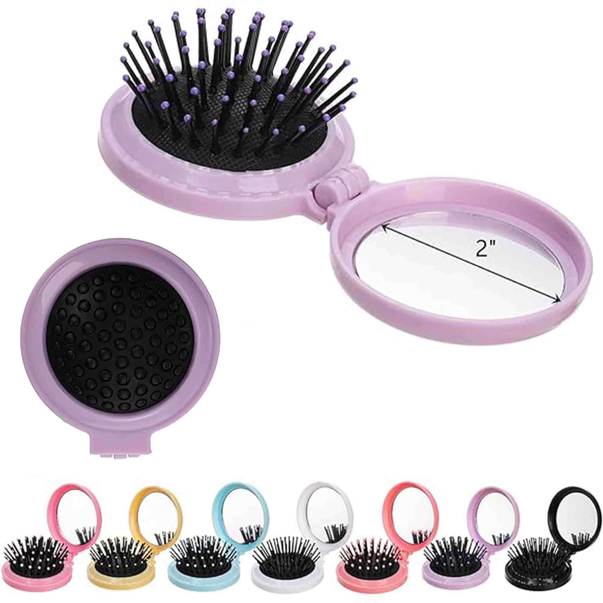 Round Travel Pop-Up Mini Brush with Mirror Folding Pocket 1