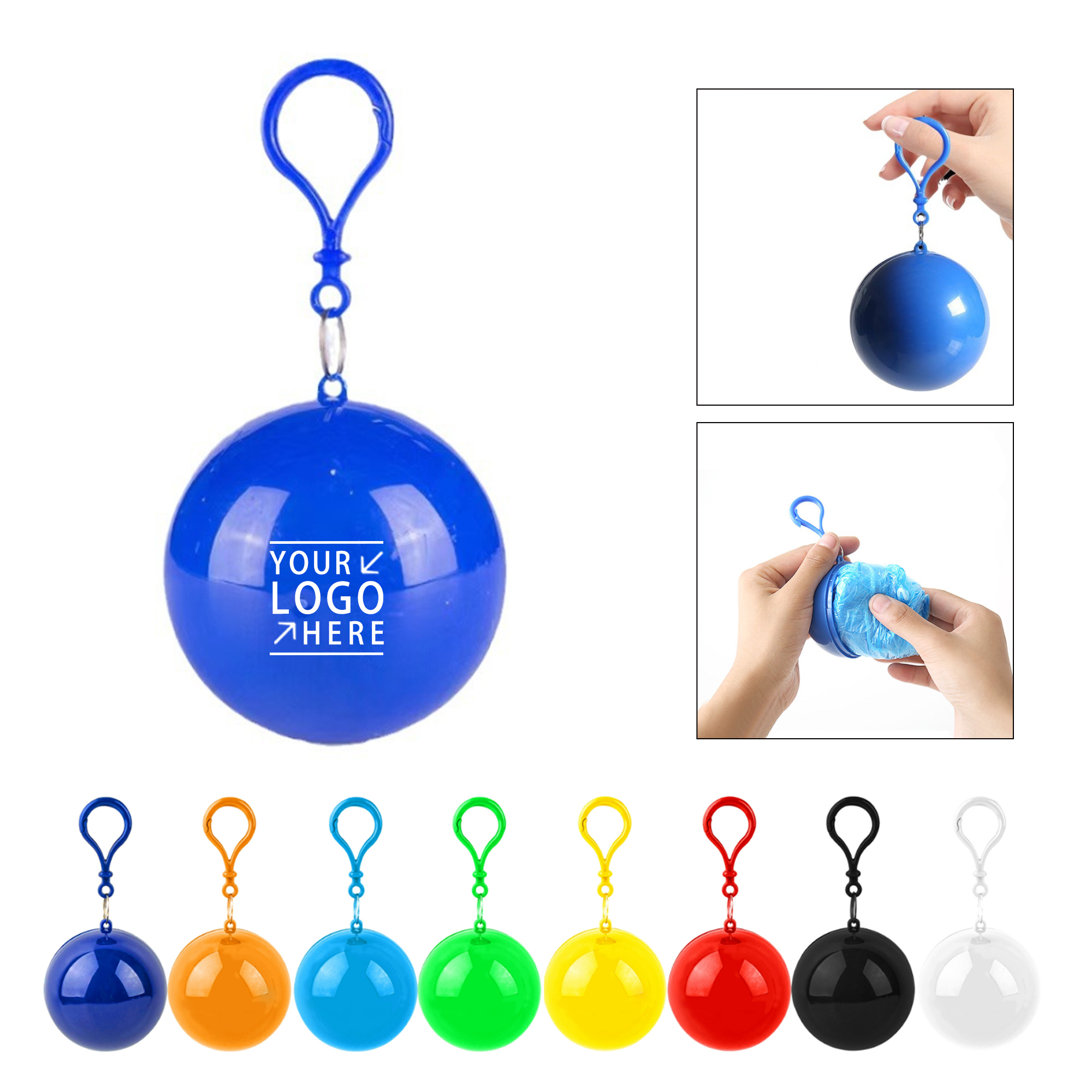 Portable Rain Poncho Ball with Clip 2