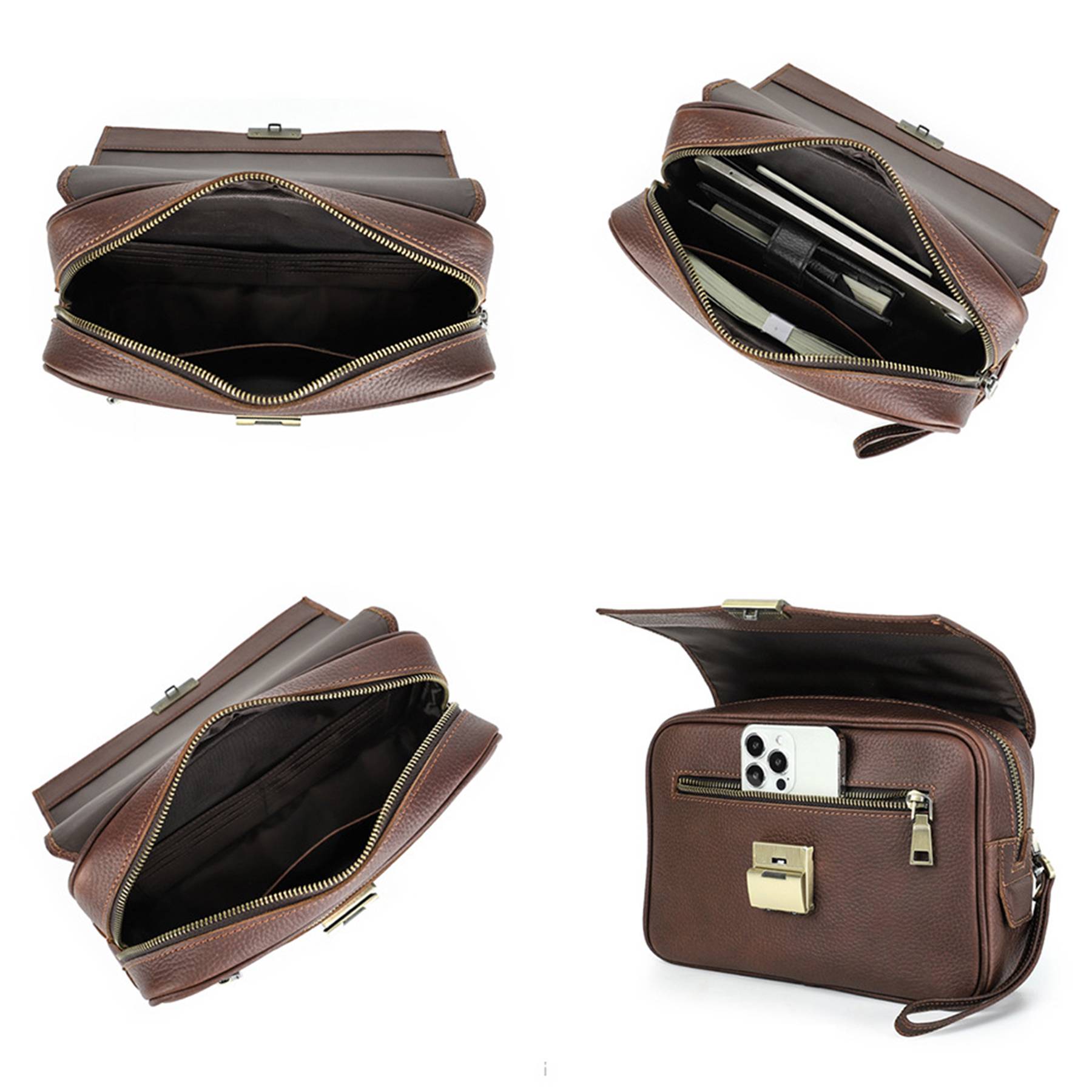 Genuine Leather High end anti-theft Combination lock bag 6